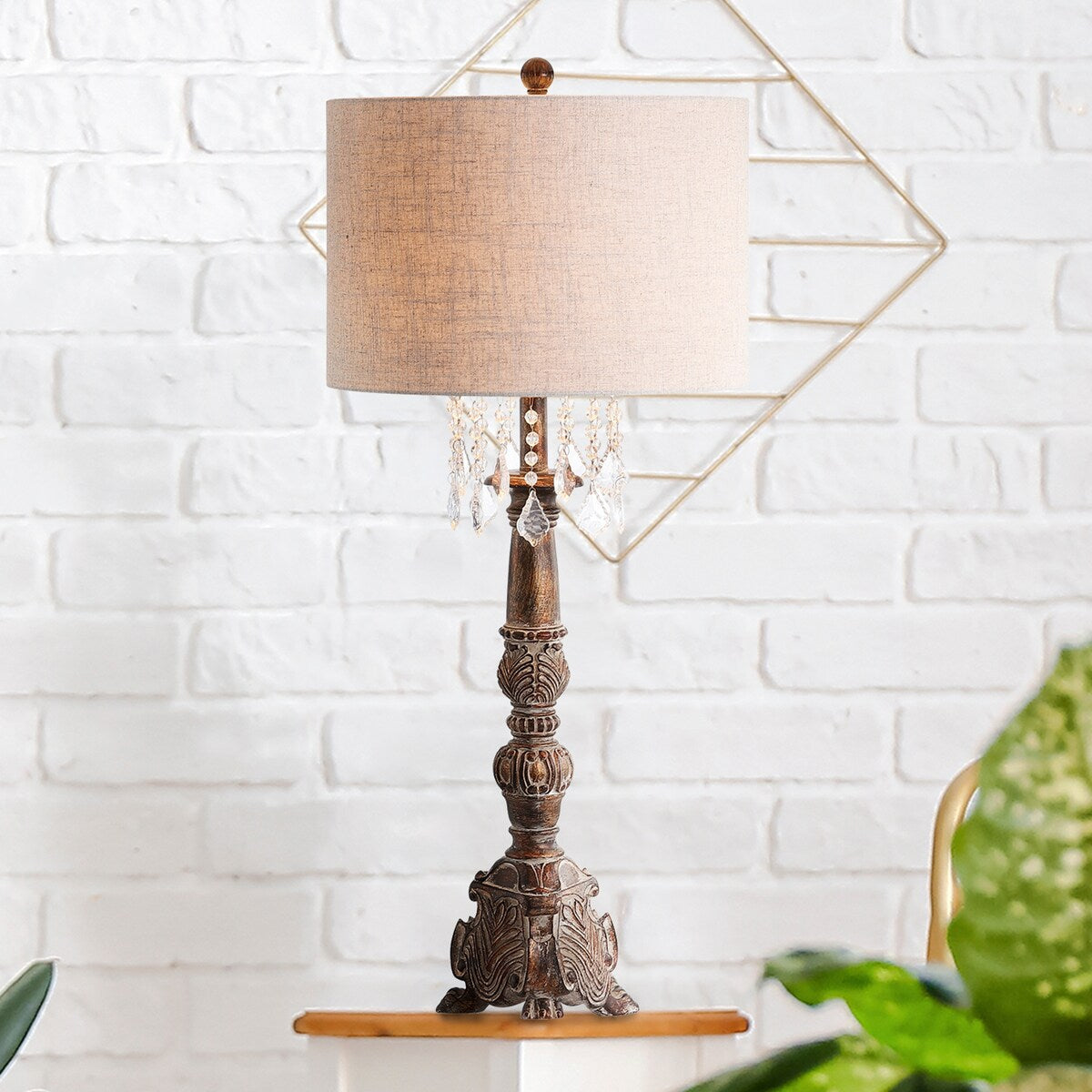 Regent 33.5 Resin/Acrylic LED Table Lamp, Antique Brown by JONATHAN Y