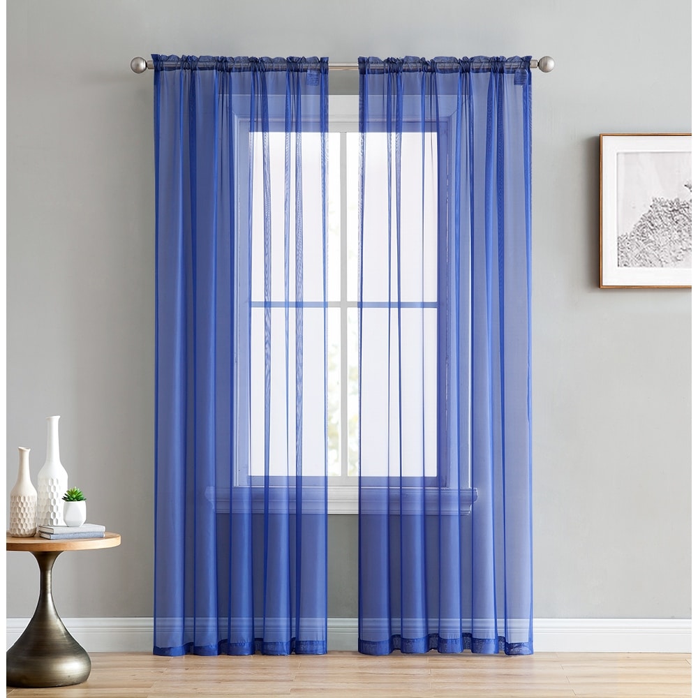 HLC.me Sheer Voile Window Treatment Rod Pocket Curtain Panels for Bedroom, Living Room, Kitchen - Set of 2 panels