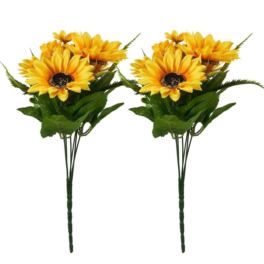 2 Artificial Sunflowers in Yellow - Fake Flowers Artificial Plant for Home Décor