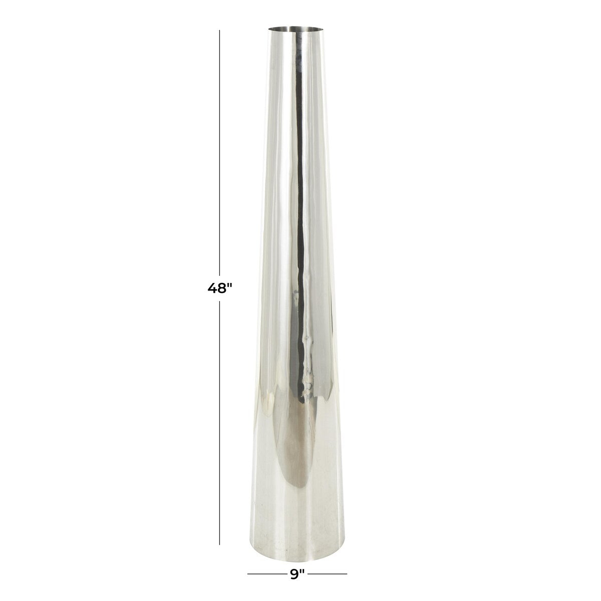 Stainless Steel Metal Minimalistic Tall Floor Cone Decorative Vase - Gold or Silver - Roche River Decor