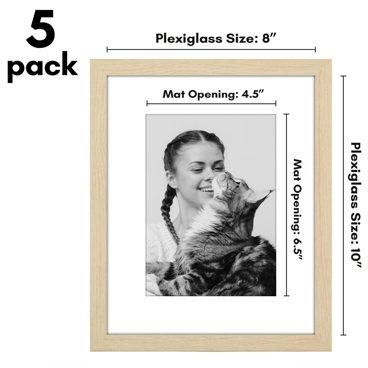 Americanflat 5 Pack of Picture Frames with Mat - Plexiglass Cover