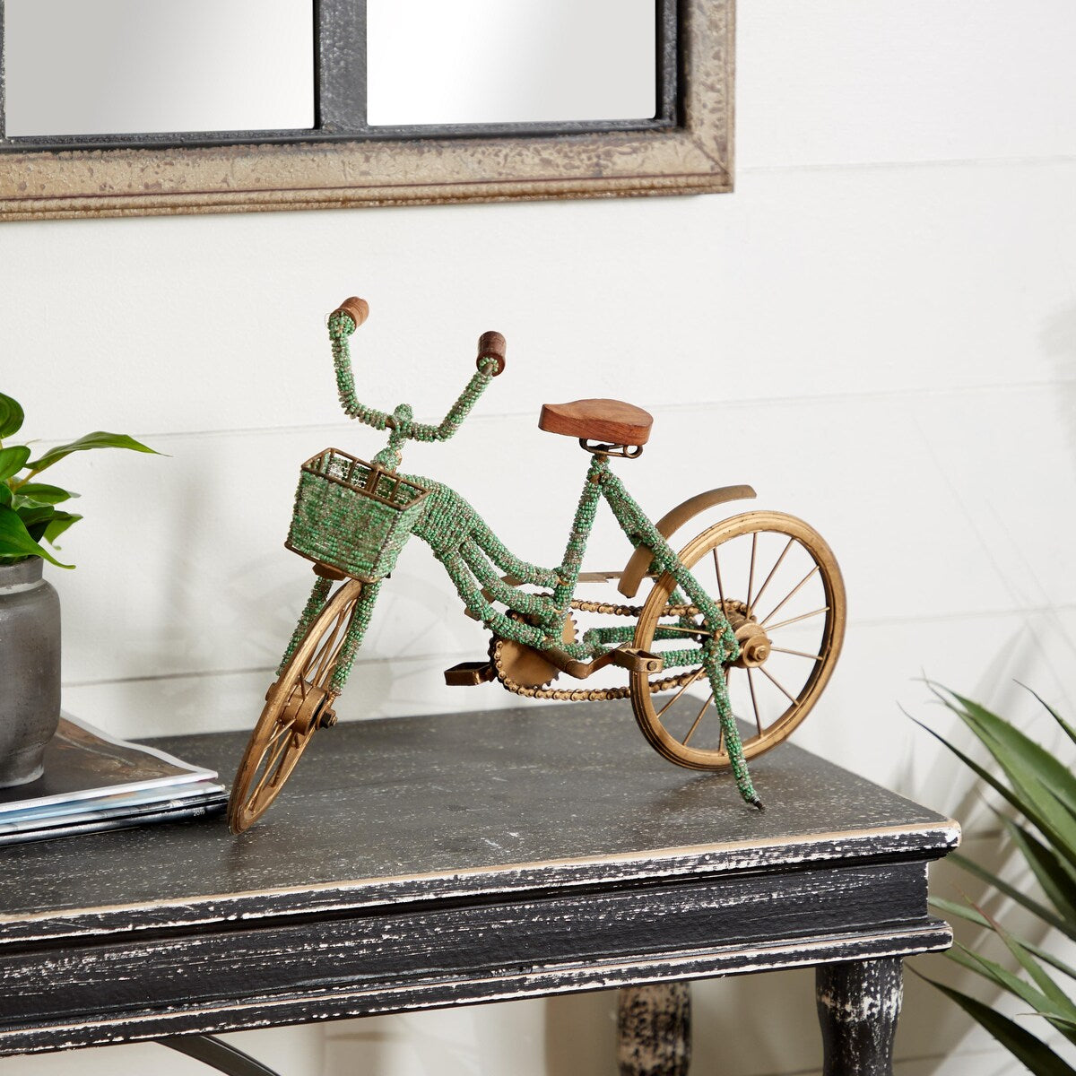 Metal Bike Decorative Sculpture - Green - Roche River Decor