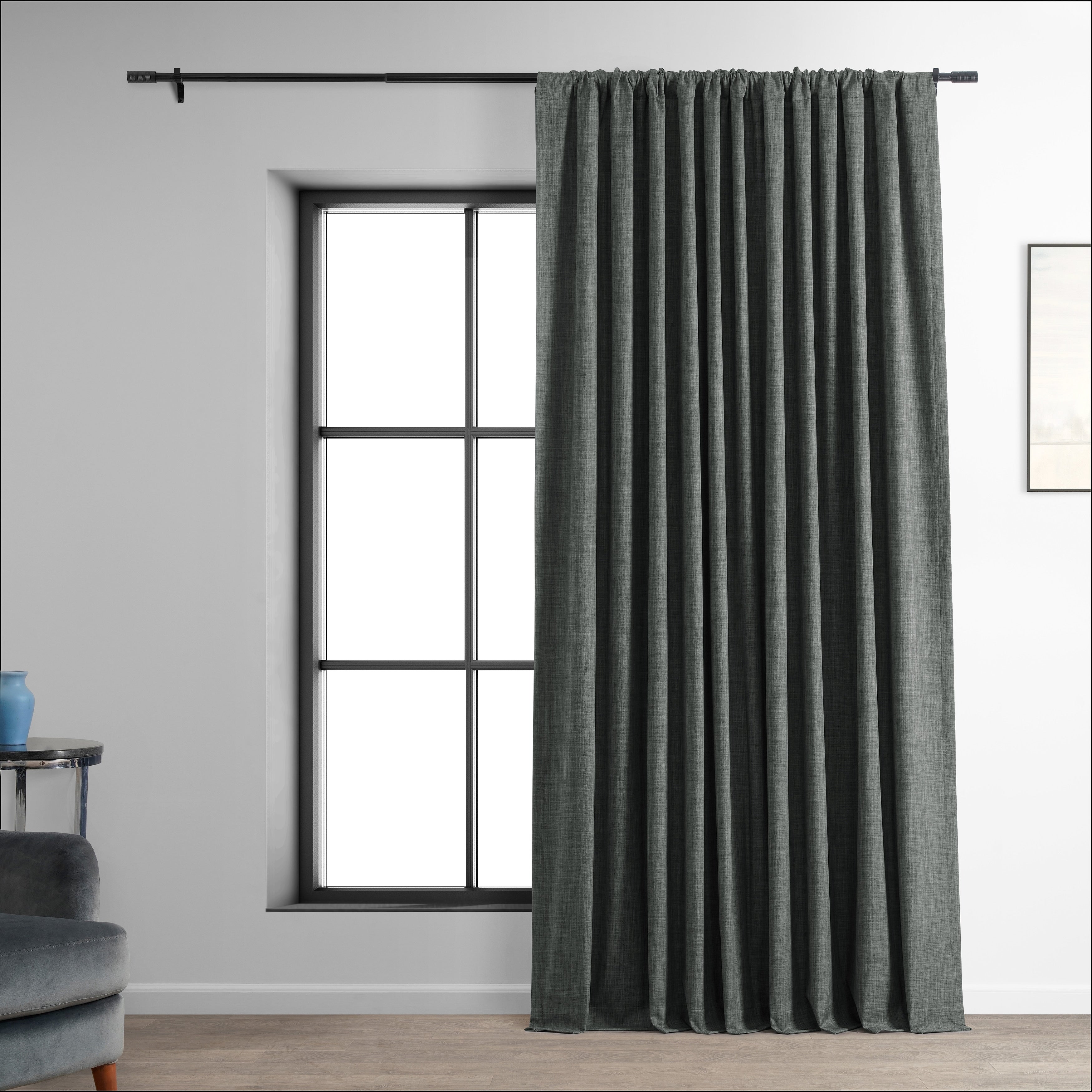 Exclusive Fabrics Extra Wide Performance Linen Blackout Curtains (1 Panel) Thermal Insulated Window Curtains