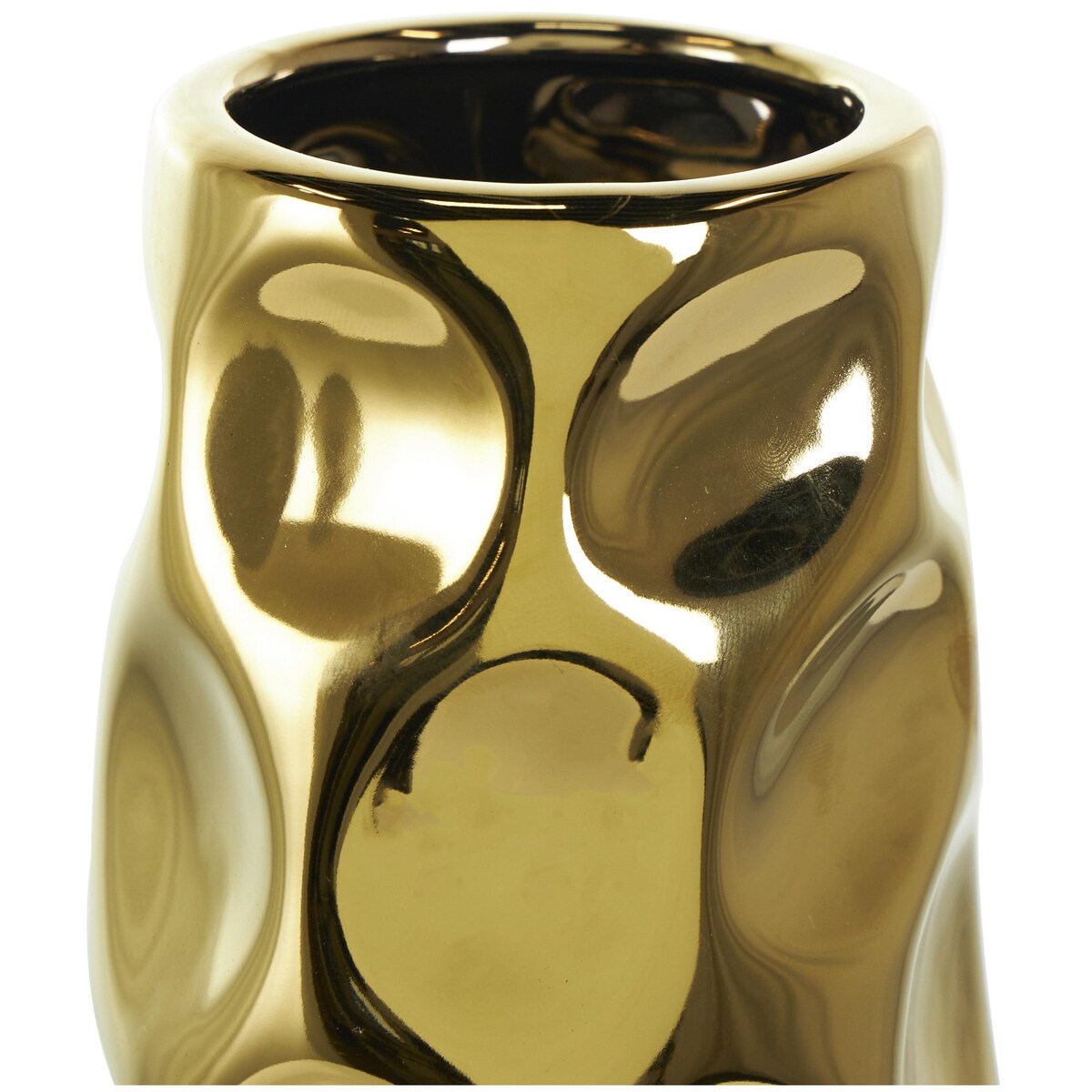 Ceramic Geometric Bubble Decorative Vase with Concaved Circles - Gold or Silver - Roche River Decor