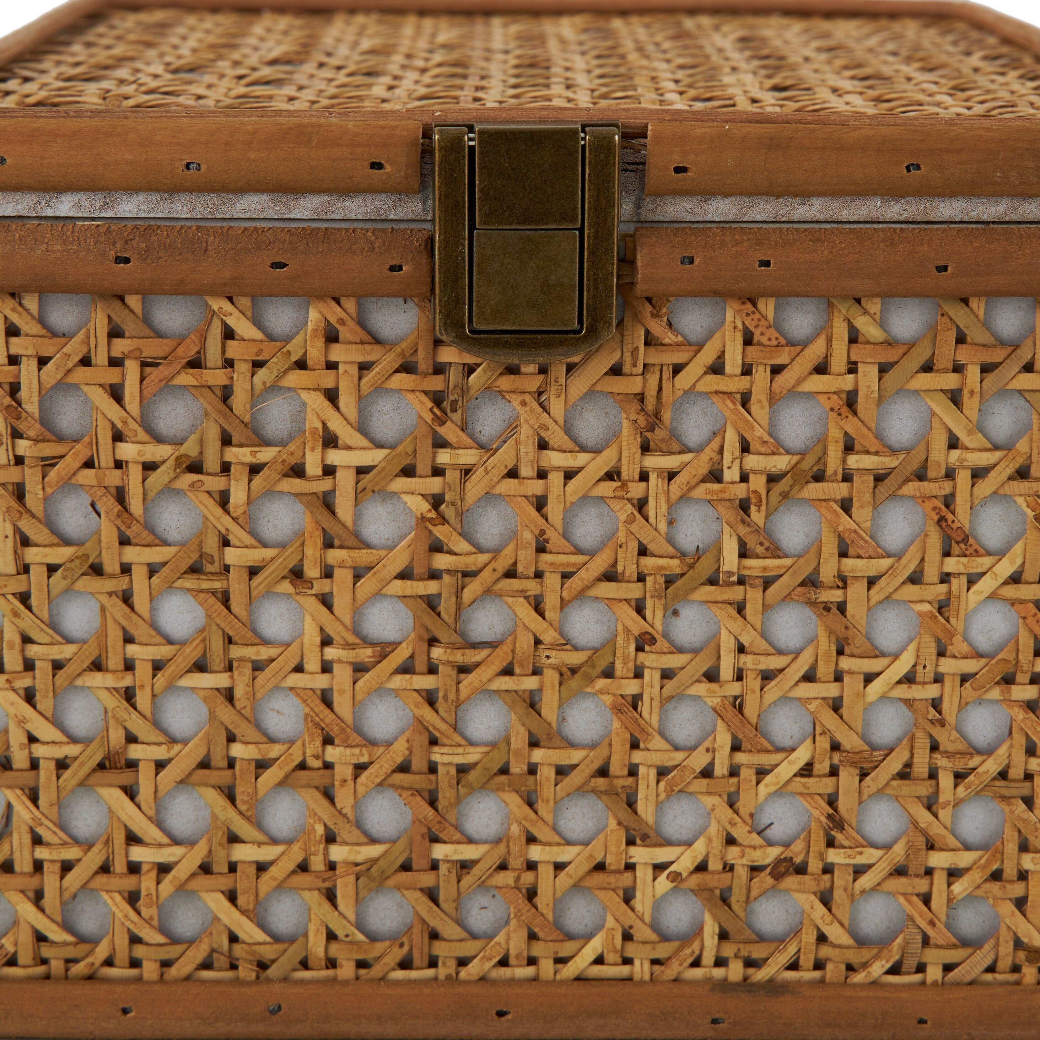 Brown Rattan Handmade Woven Rattan Decorative Box with Bronze Latches (Set of 2)