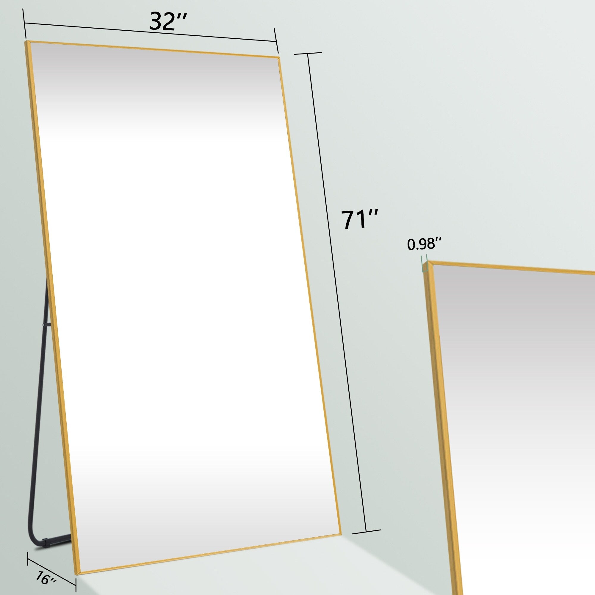 Rectangle Full Length Mirror,Floor Mirror with Stand,Hanging/Leaning