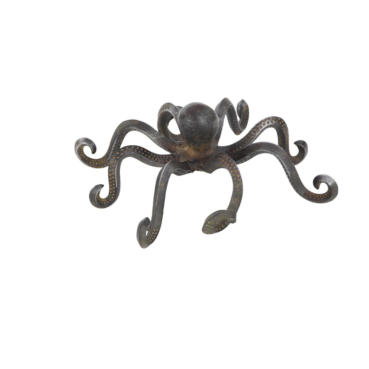 Metal Octopus Decorative Sculpture with Long Tentacles and Suctions Detailing - Black - Roche River Decor