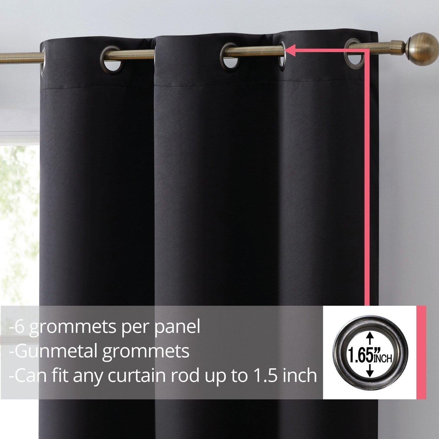 HLC.me Laurance 100% Blackout Curtains - Thermal Insulation Energy Efficient Grommet Window Curtains, Set of 2