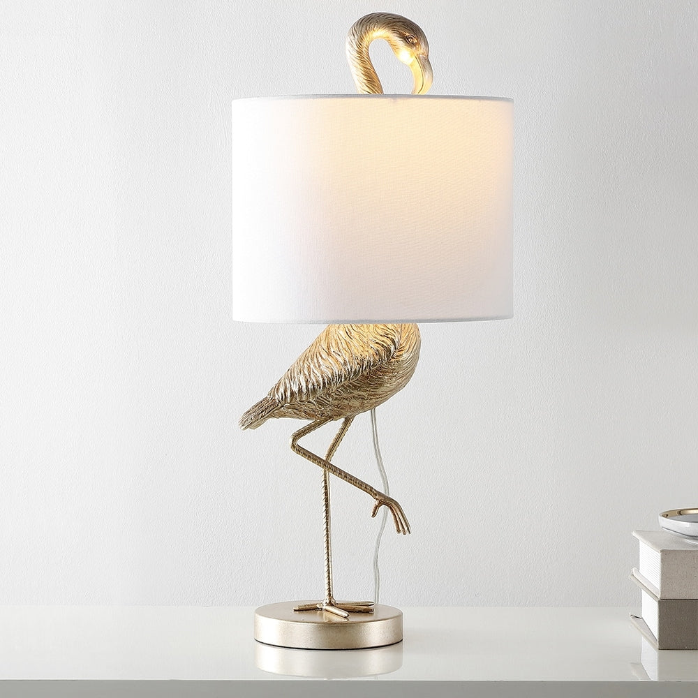 Aaliyah 25in Champaign Gold Resin Table Lamp with White Linen Shade - 25H