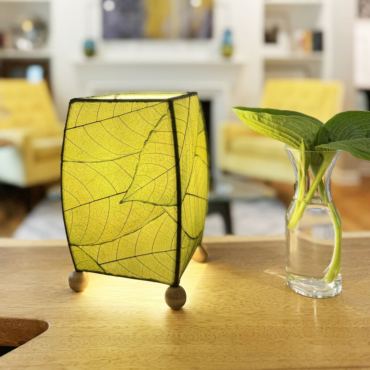 Eangee Handmade Mini Square Cocoa Leaf Lamp