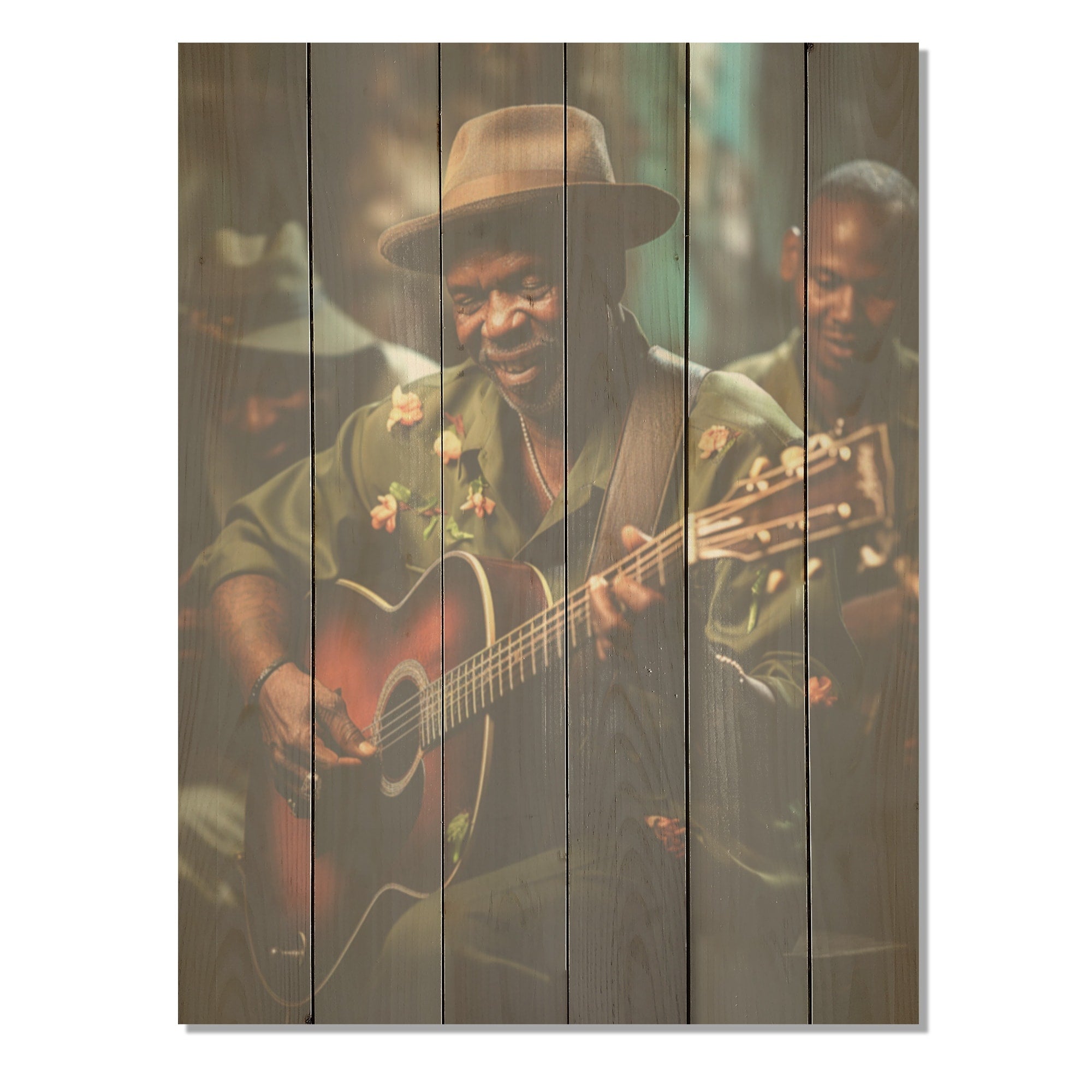 Designart Green Cuban Music Soul Cuba Landscape Wood Wall Decor - Traditional Green Wood Panel On Natural Pine Wood