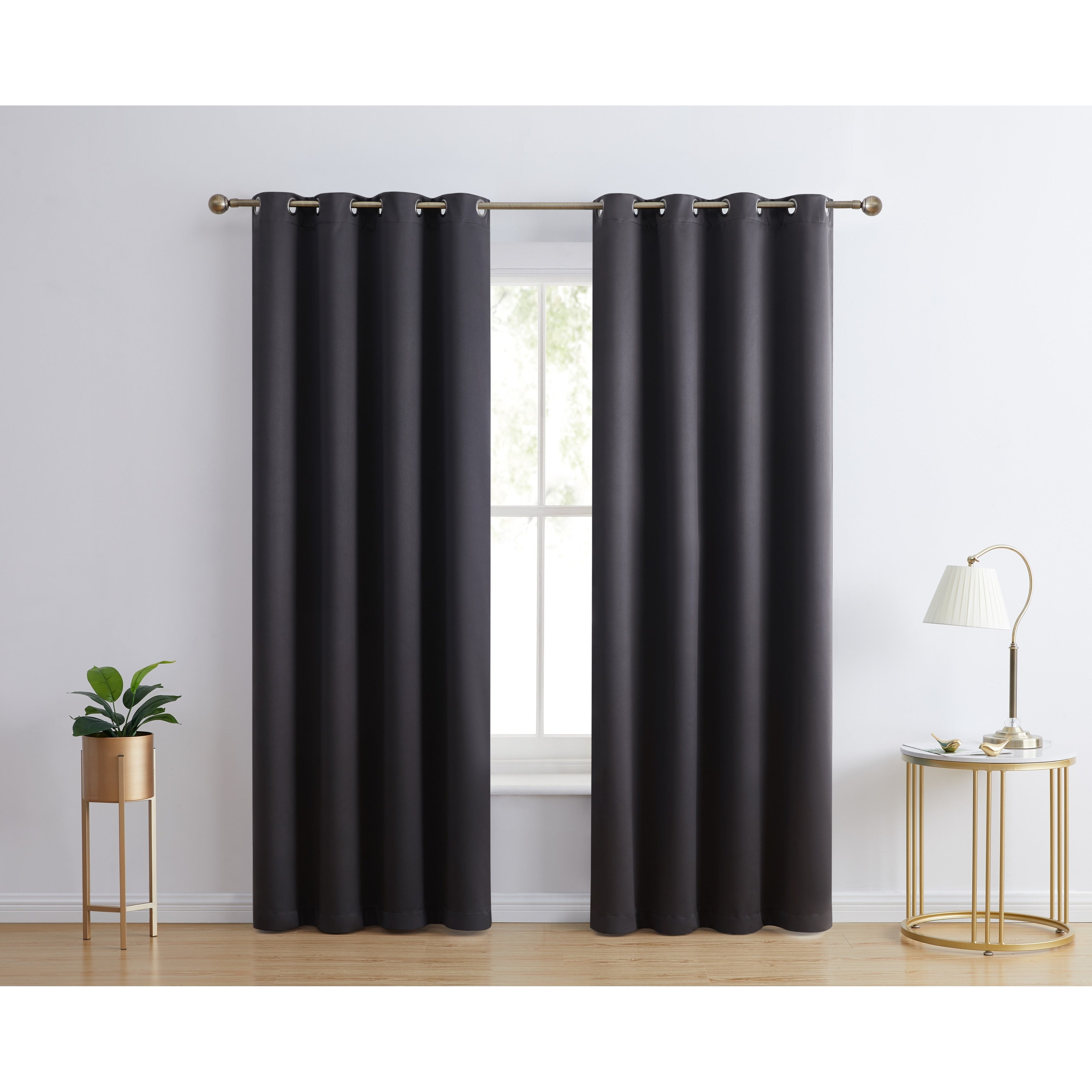 HLC.me Laurance 100% Blackout Curtains - Thermal Insulation Energy Efficient Grommet Window Curtains, Set of 2