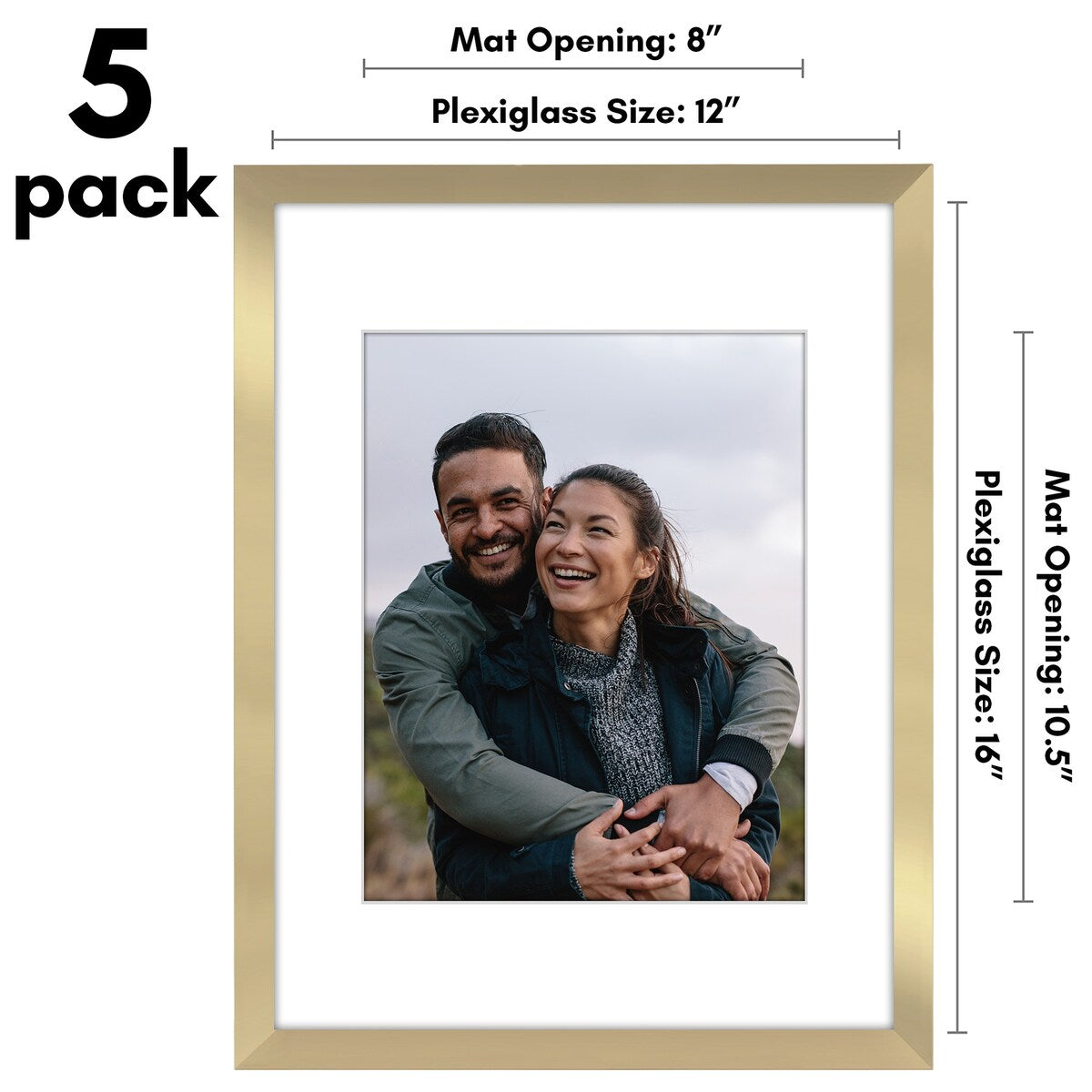 Americanflat 5 Pack of Picture Frames with Mat - Plexiglass Cover