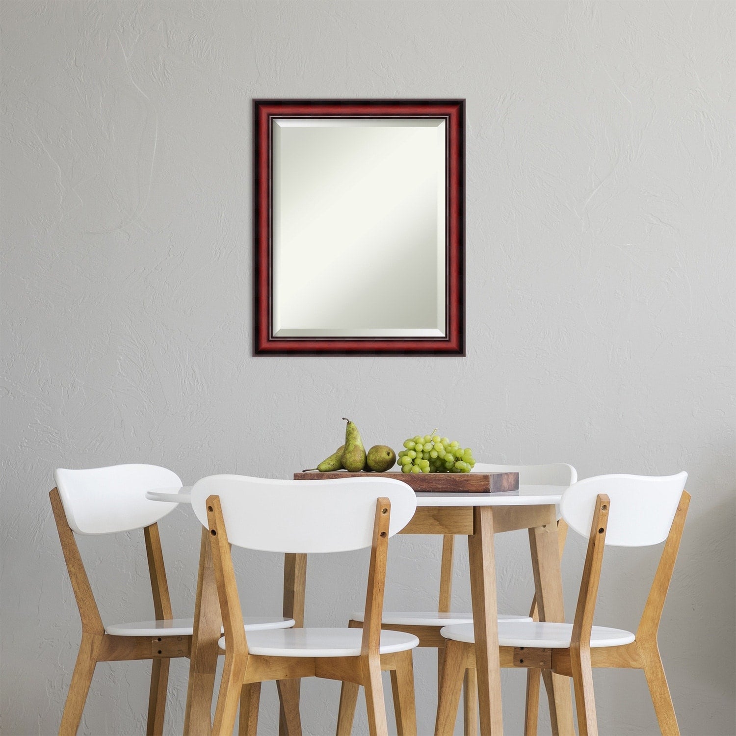 Beveled Wood Wall Mirror - Rubino Cherry Scoop Frame