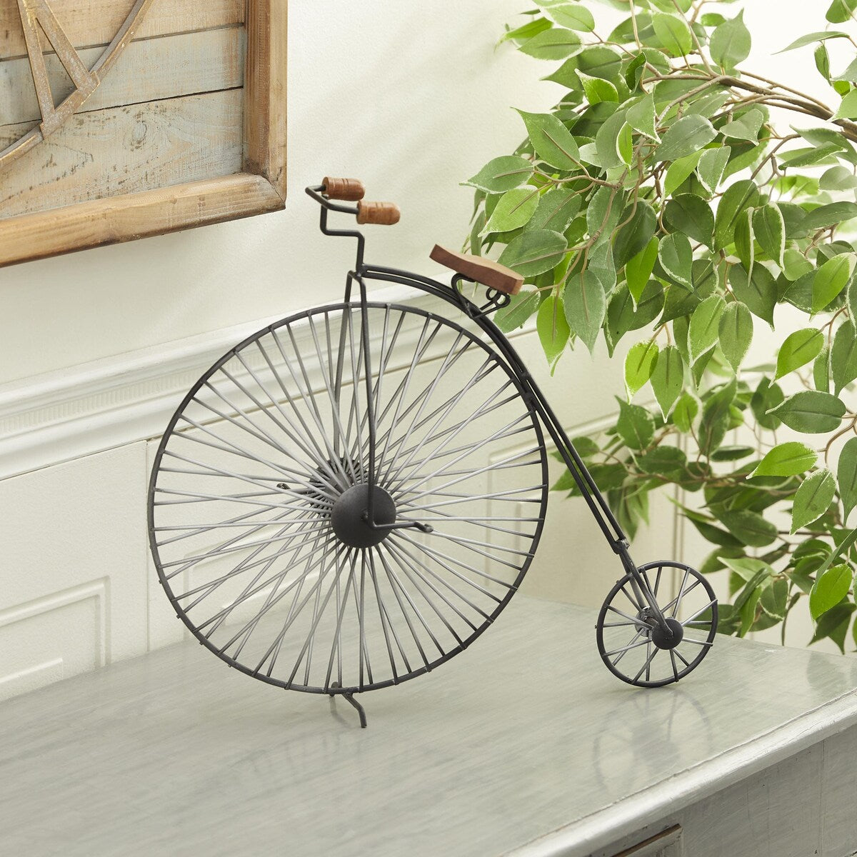 Metal Bike Decorative Sculpture - Black - Roche River Decor