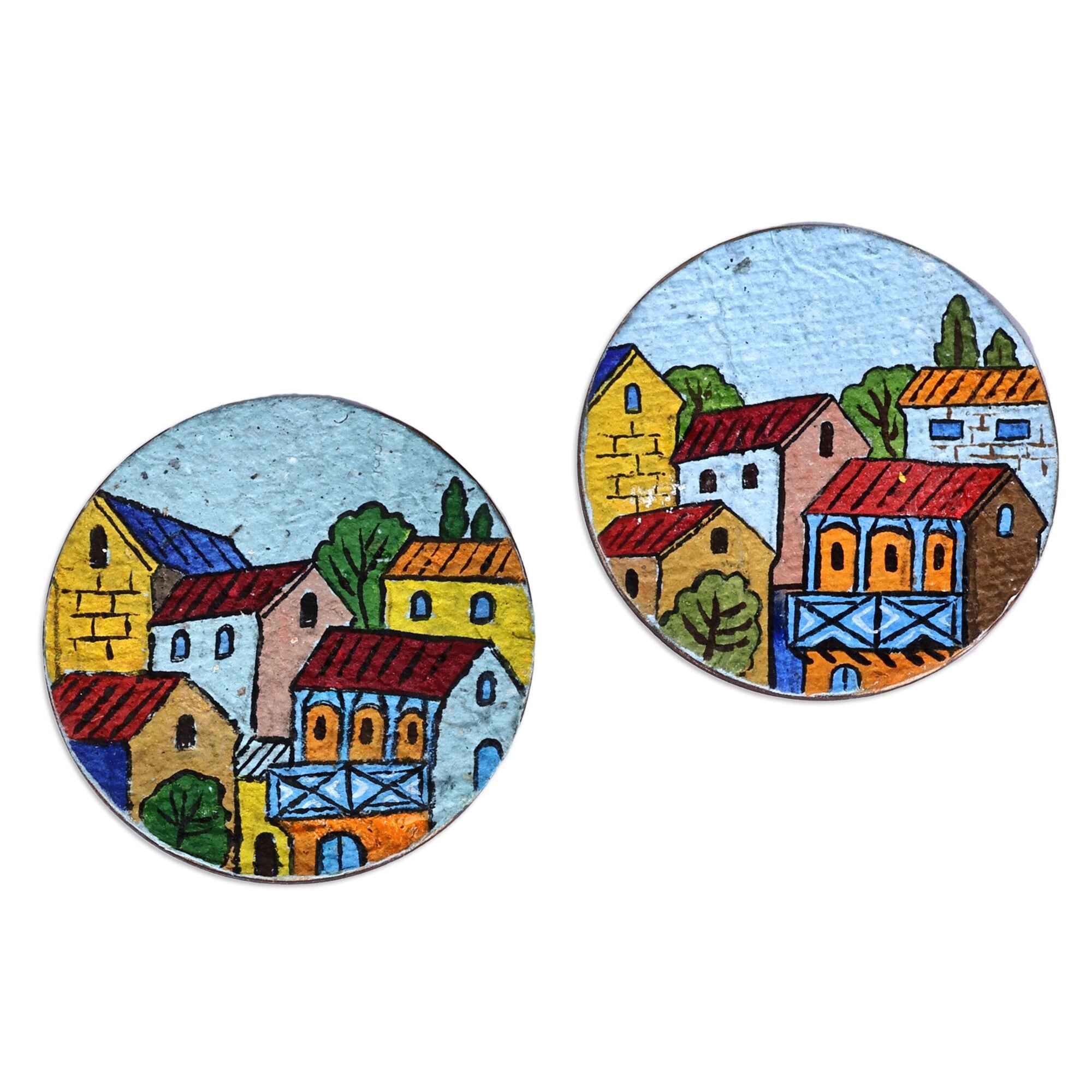 Novica Handmade Morning At The Town Recycled Paper Magnets (Pair)