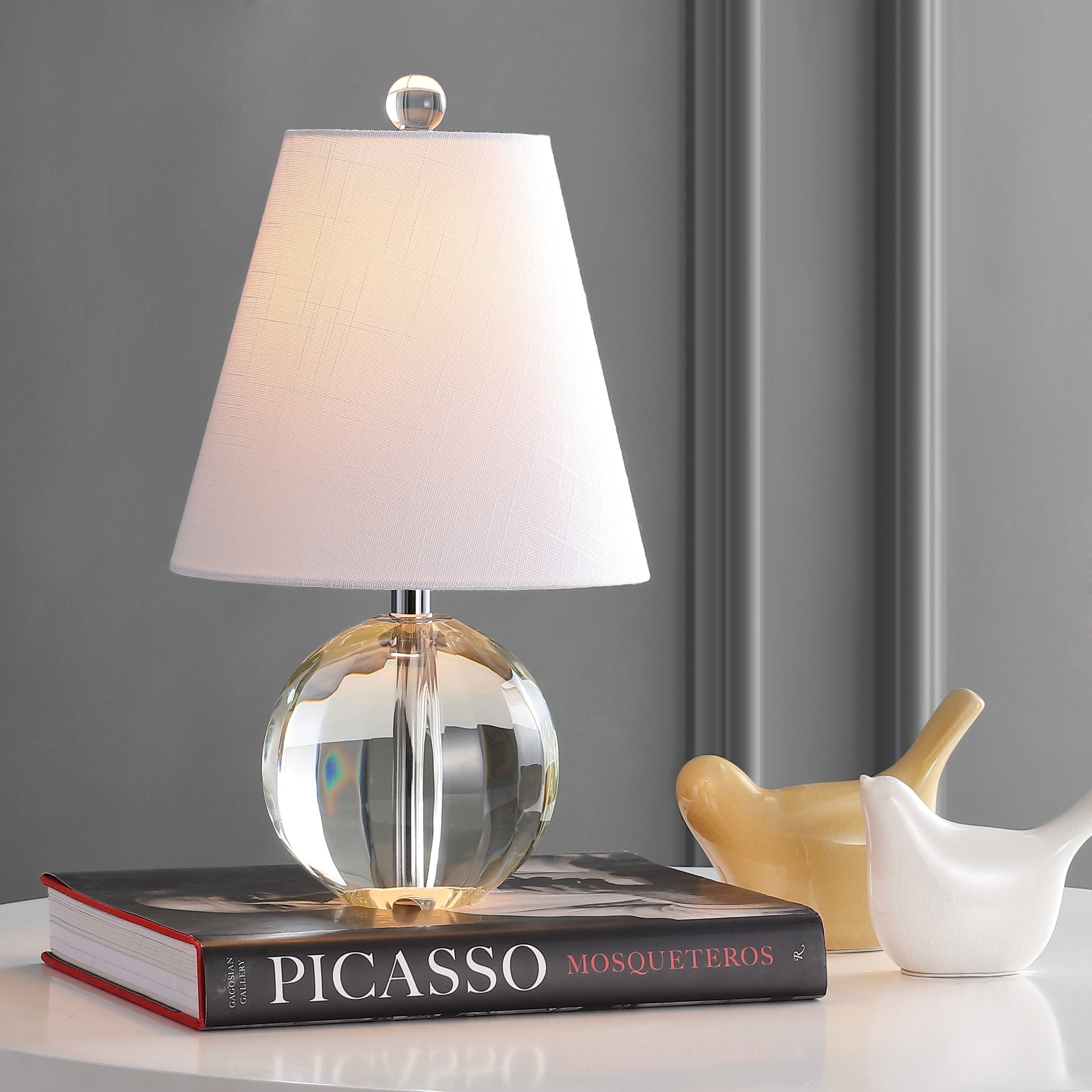 Wyman 16 Crystal Ball/Metal LED Table Lamp, Clear by JONATHAN Y