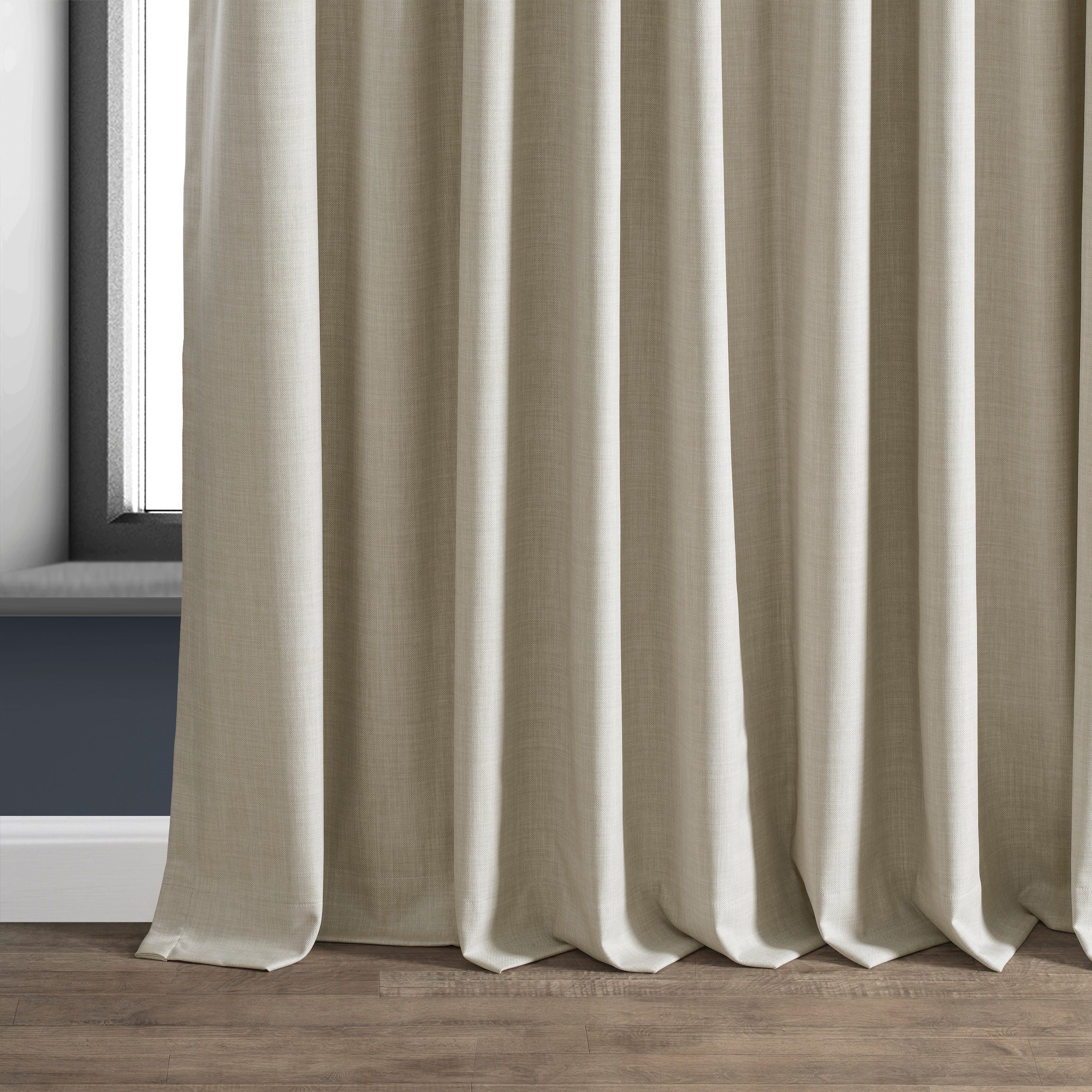 Exclusive Fabrics Extra Wide Performance Linen Blackout Curtains (1 Panel) Thermal Insulated Window Curtains