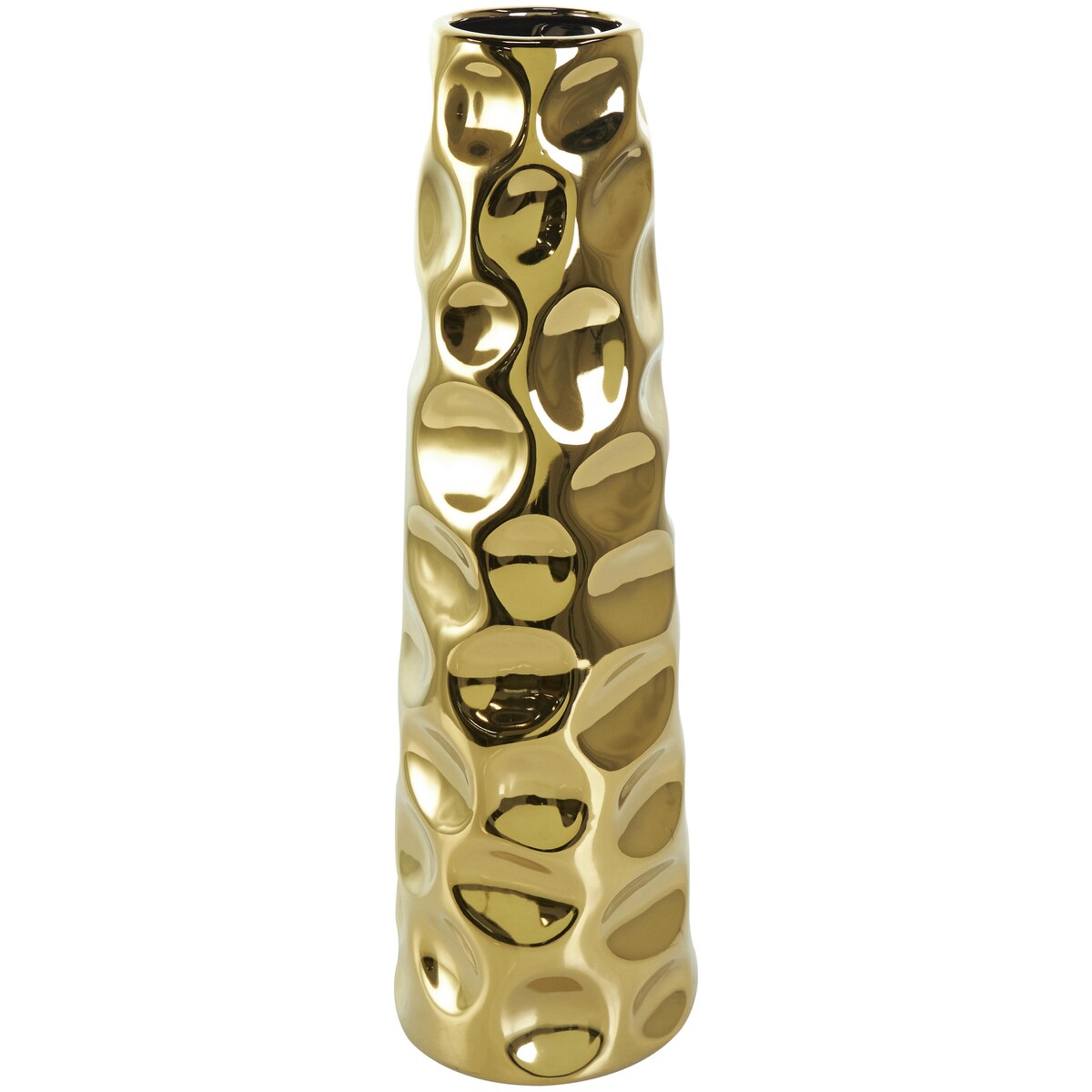 Ceramic Geometric Bubble Decorative Vase with Concaved Circles - Gold or Silver - Roche River Decor