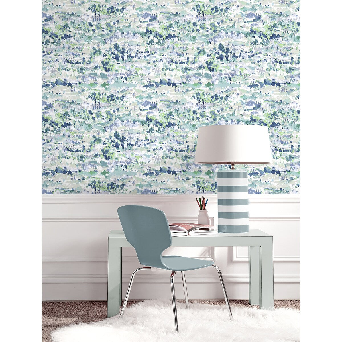 Surface Style Water Coloring Seaglass Peel and Stick Wallpaper - 20.5 in. W x 18 ft. L