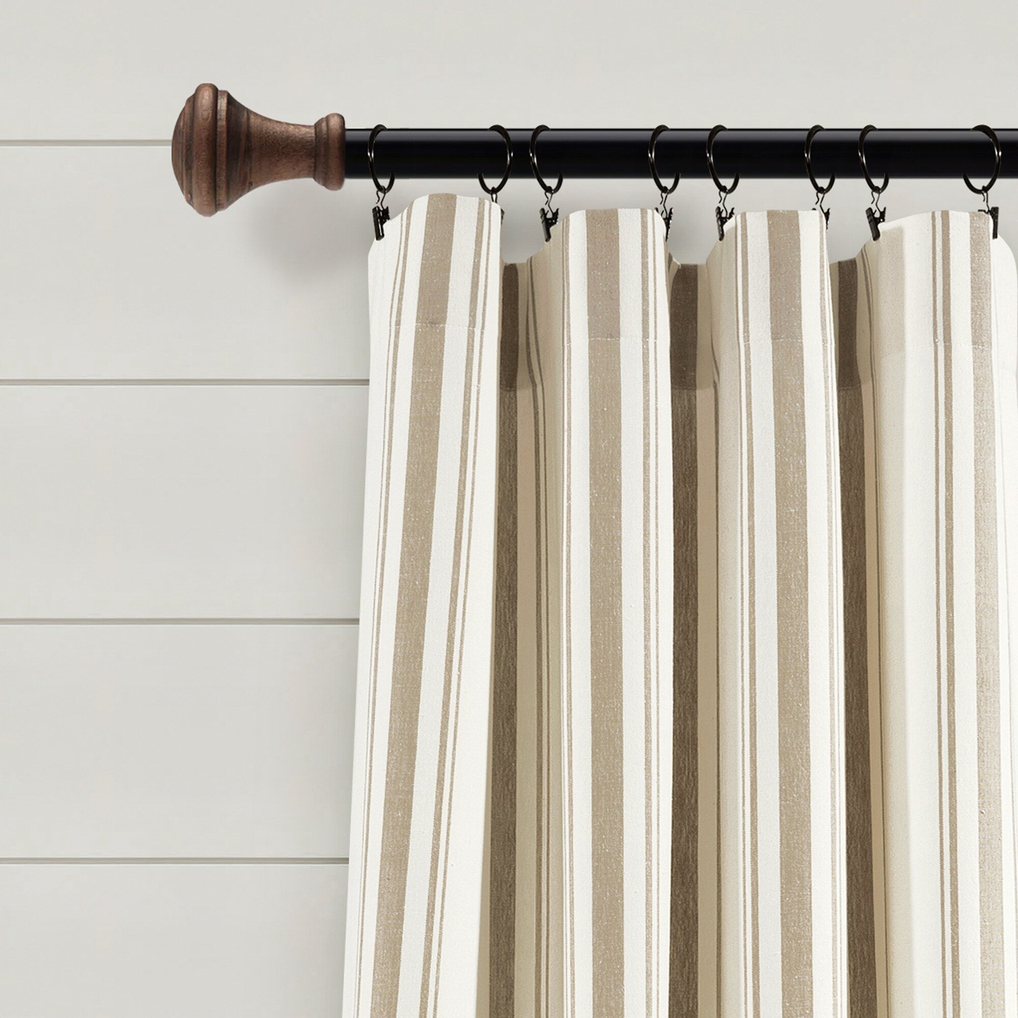 Lush Decor Farmhouse Stripe Yarn Dyed Cotton Window Curtain Panel Pair