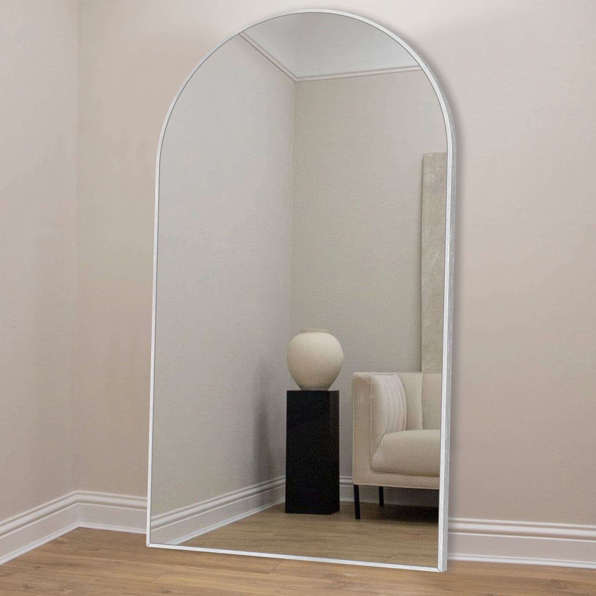 Modern Arched Full Length Aluminum Alloy Floor Mirror Standing Mirror