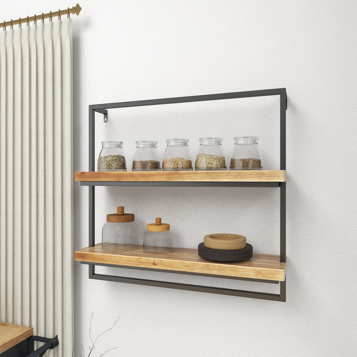 Metal 2 Shelves Wall Shelf - Brown - Roche River Decor