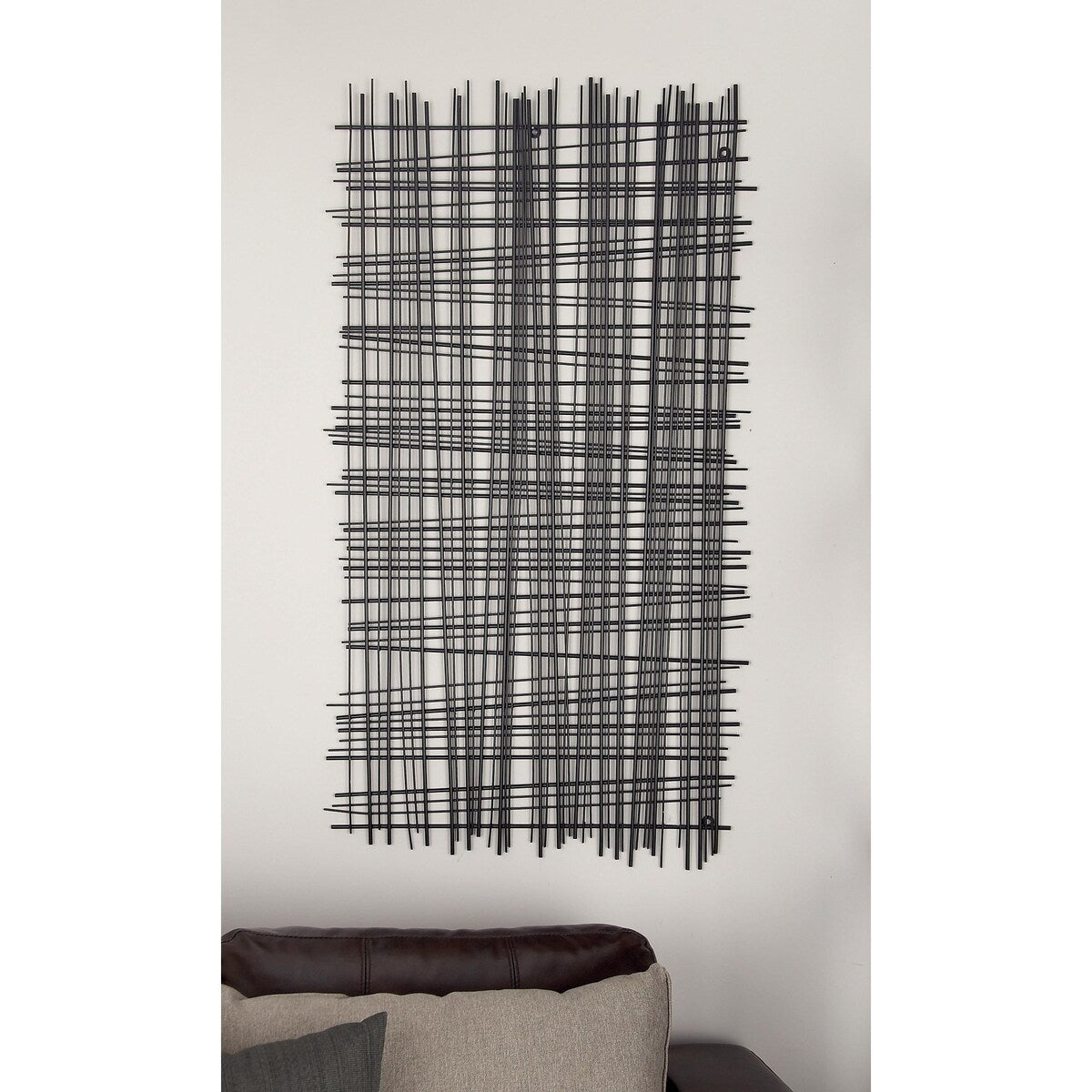 Metal Geometric Overlapping Lines Cross Hatch Home Wall Decor - Black - Roche River Decor