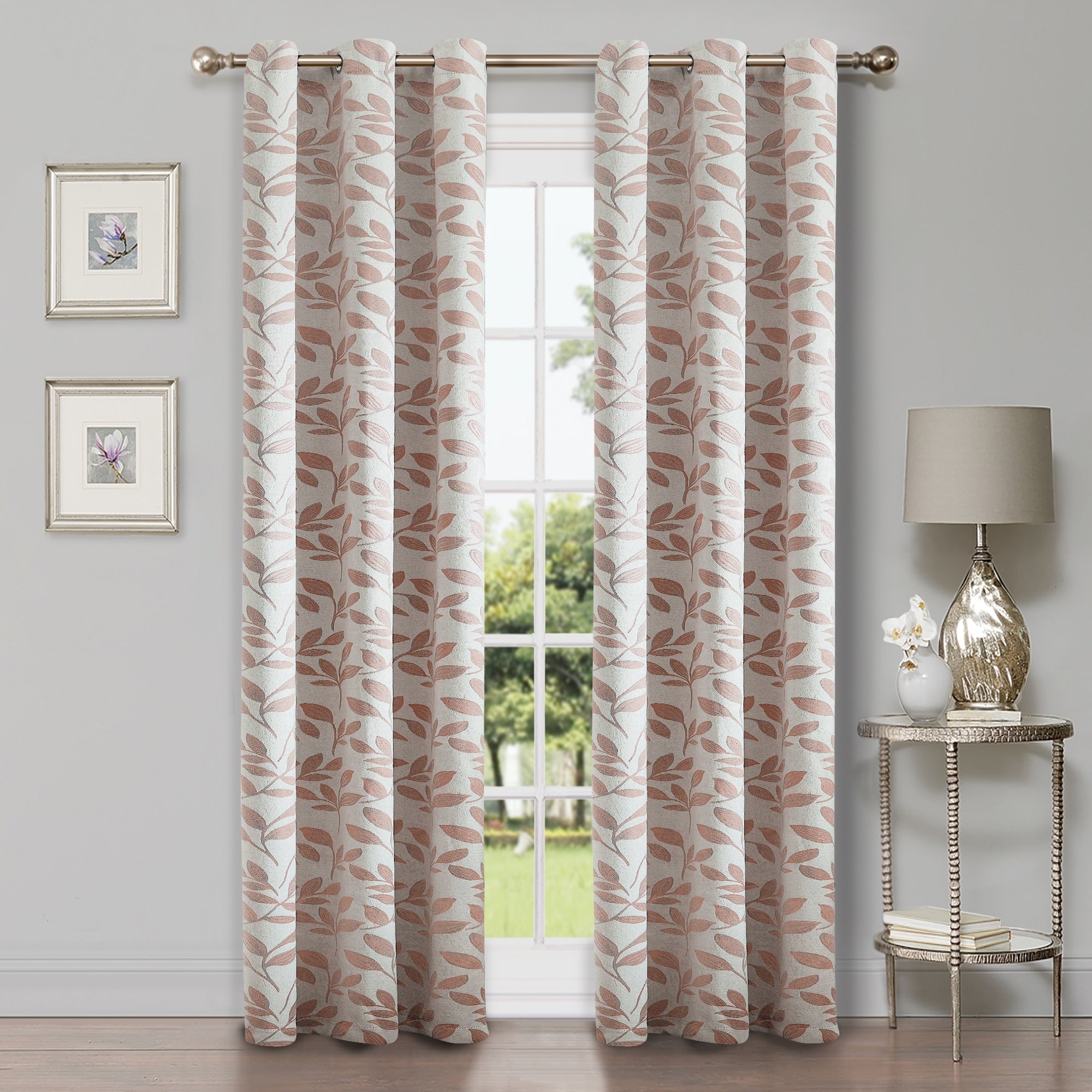 Superior Modern Bohemian Leaves Room Darkening Blackout Curtains, Rod Pocket or Grommets, Set of 2