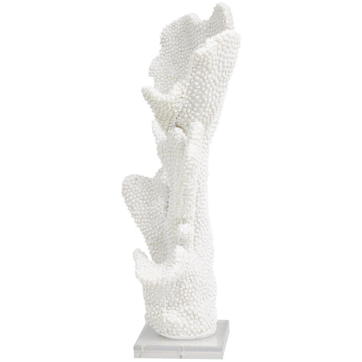 Polystone Coral Tall Textured Decorative Sculpture with Clear Acrylic Base - White - Roche River Decor