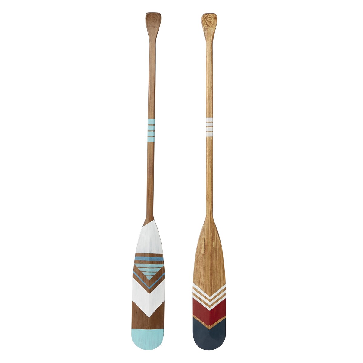 Wood Paddle Novelty Canoe Oar Home Wall Decor with Arrow and Stripe Patterns - Set of 2 Multi Colored - Roche River Decor