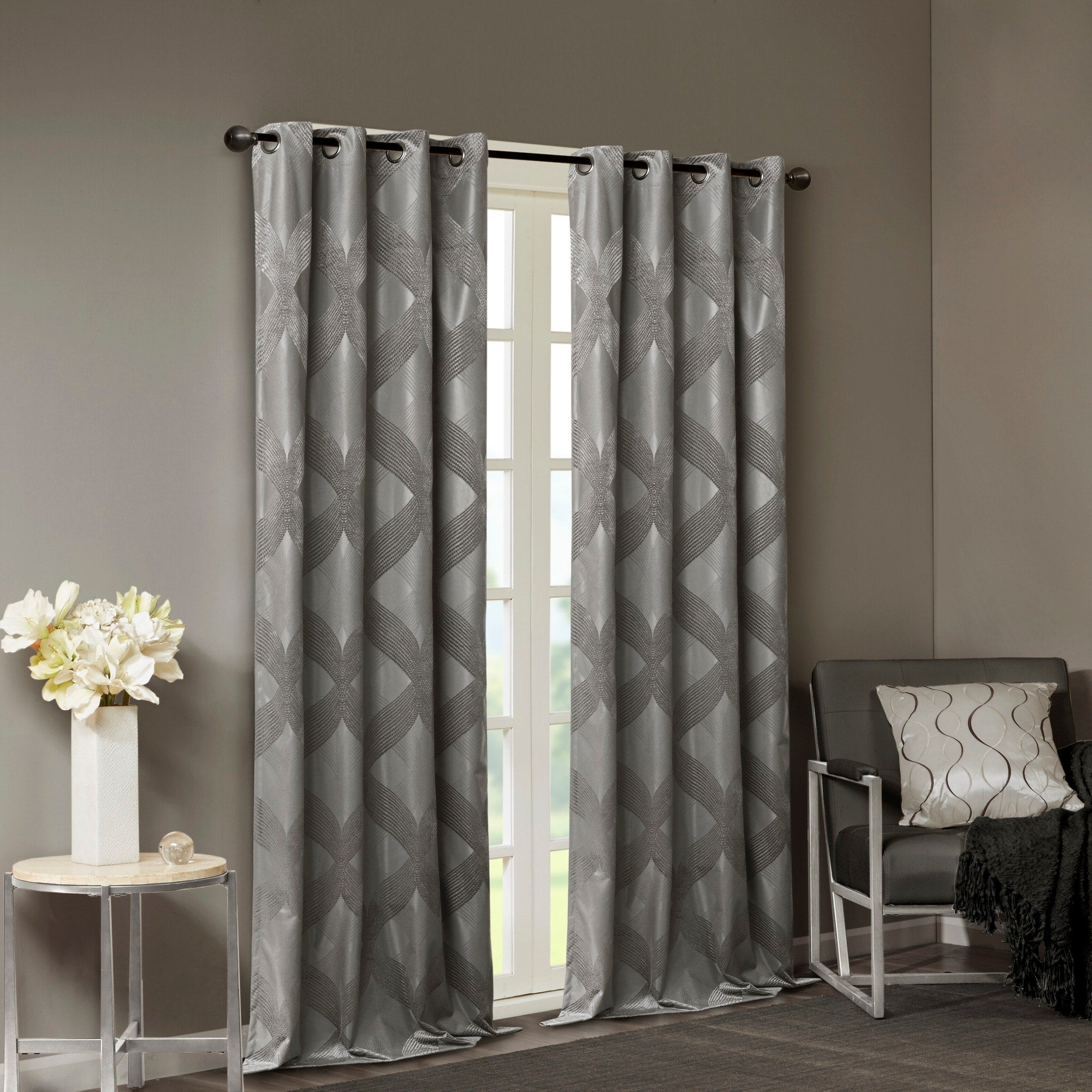 SunSmart Abel Ogee Knitted Jacquard Total Blackout Curtain Panel