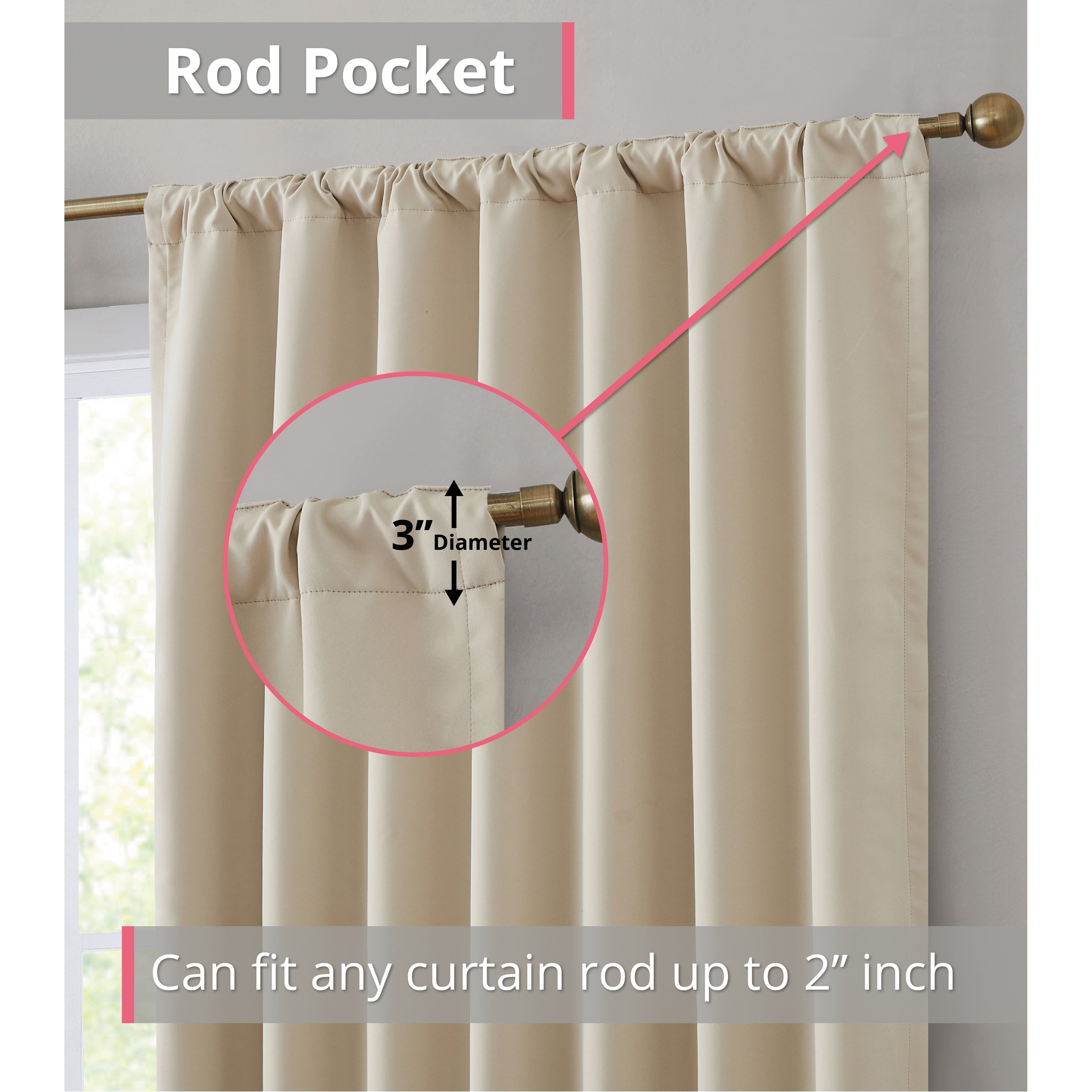 HLC.me Hamilton 100% Complete Blackout Lined Heavy Thermal Insulated Window Curtain Rod Pocket Back Tab Panels, 2 Panels