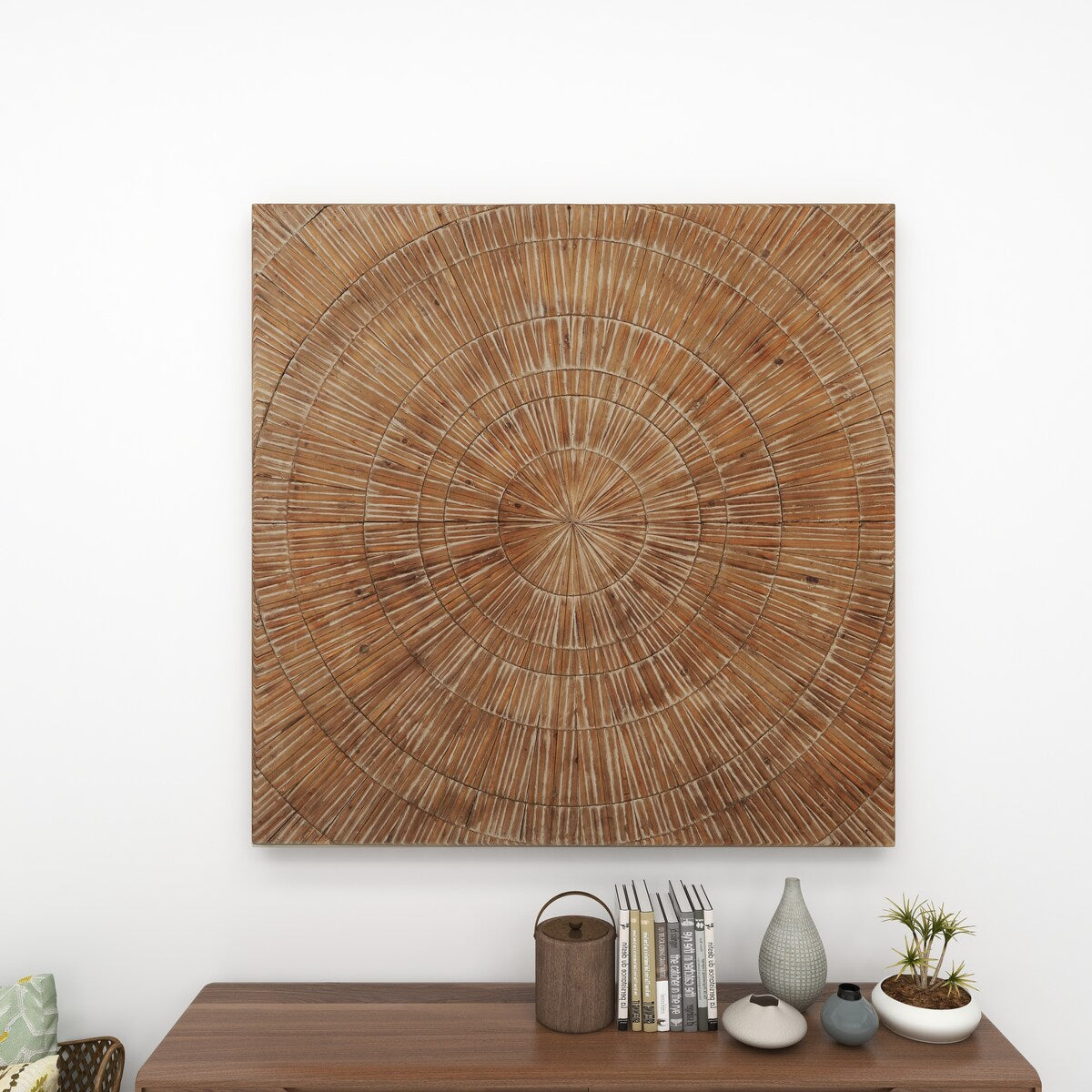 Wood Starburst Handmade Carved Radial Home Wall Decor - Brown - Roche River Decor