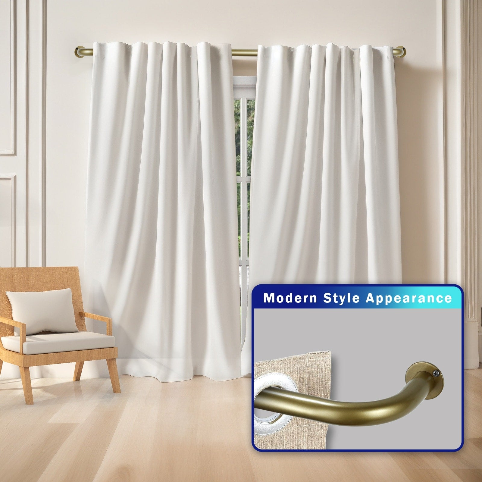 Energy-saving Wraparound Adjustable French Blackout Curtain Rod Set