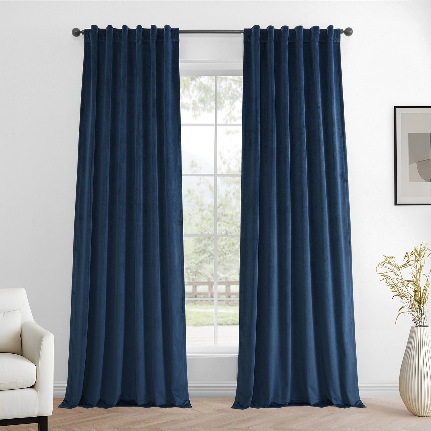 Exclusive Fabrics Simply Velvet Room Darkening Curtains 2 Panels Set - Velvet Window Curtains for Living Room & Bedroom