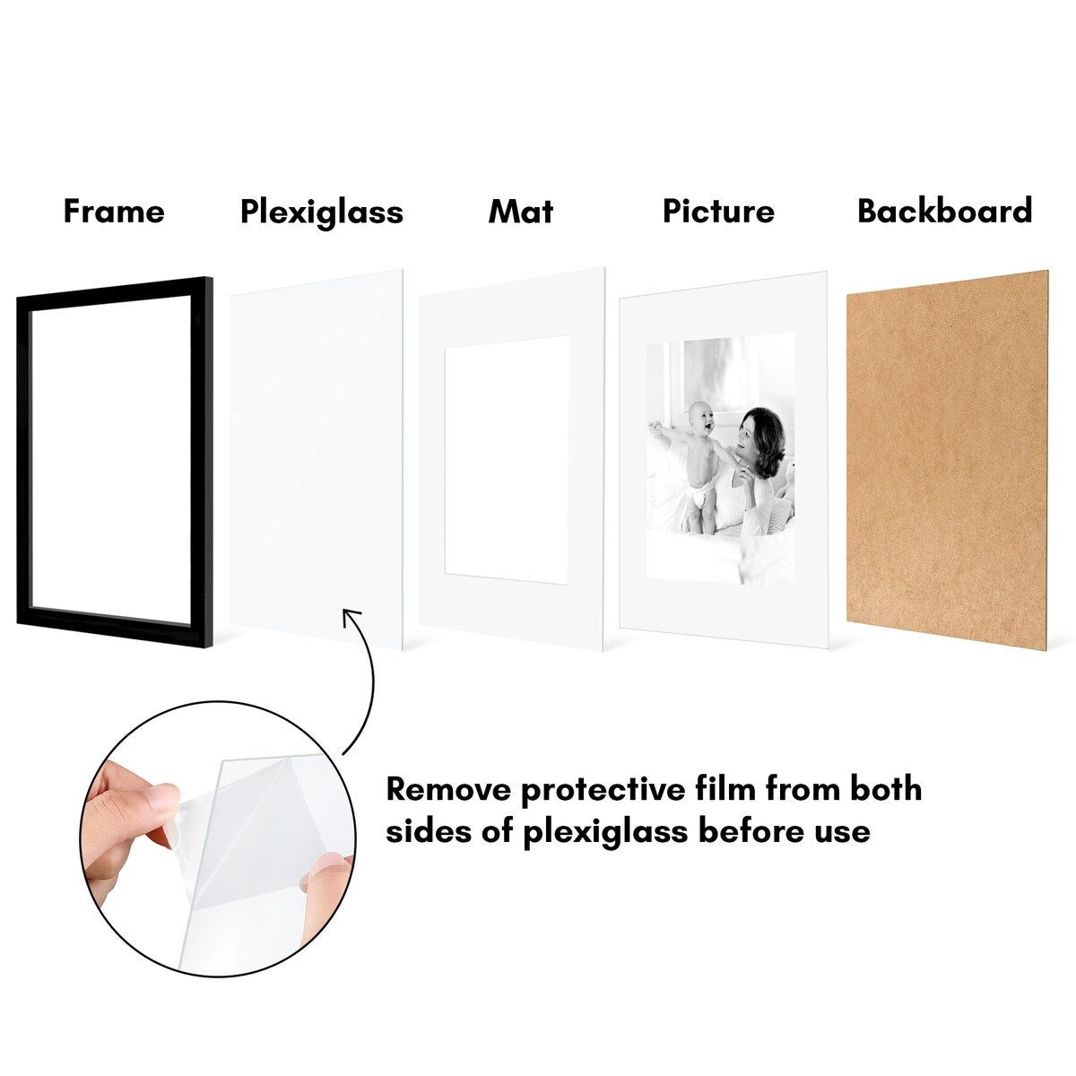 Americanflat 5 Pack of Picture Frames with Mat - Plexiglass Cover