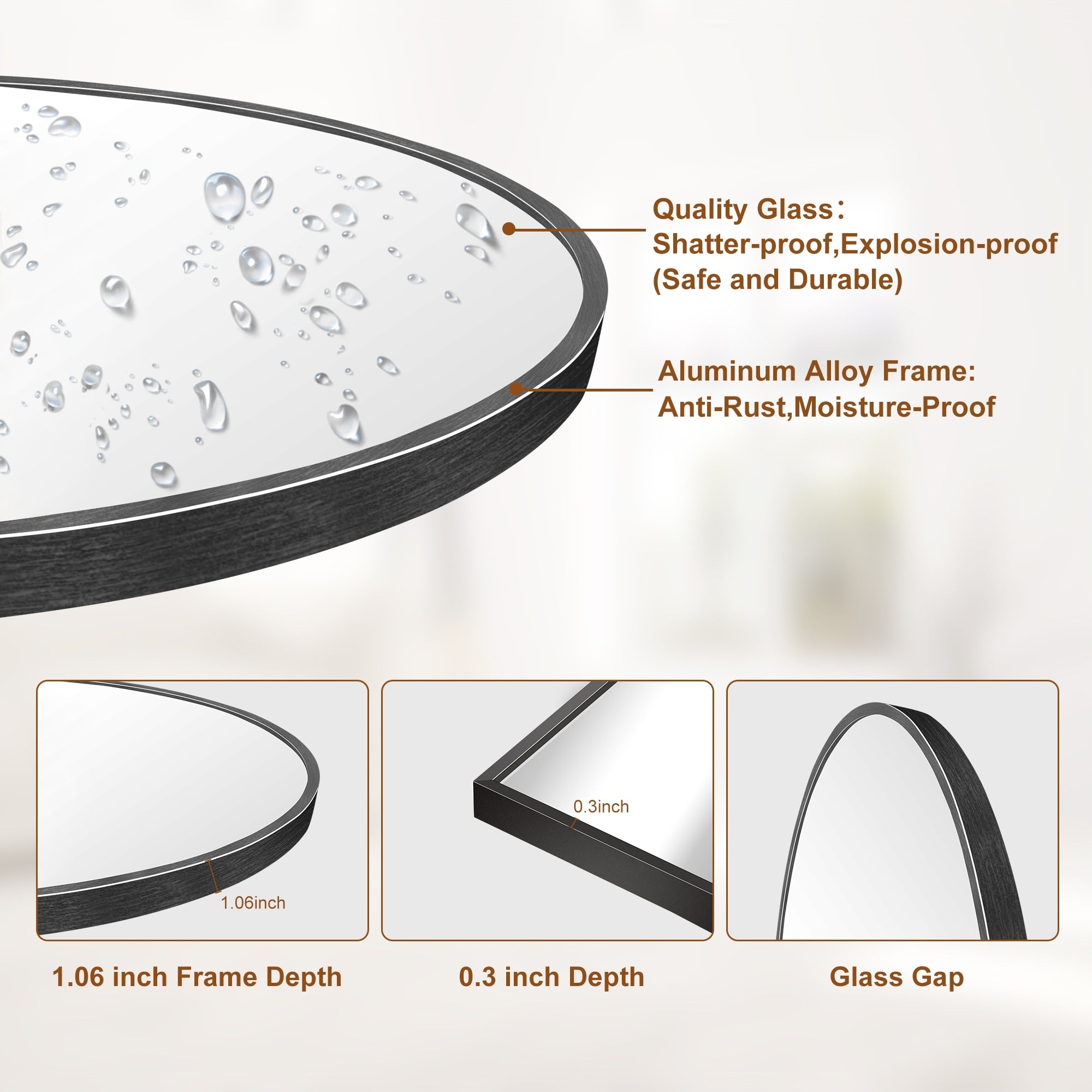 Modern Arched Full Length Aluminum Alloy Floor Mirror Standing Mirror