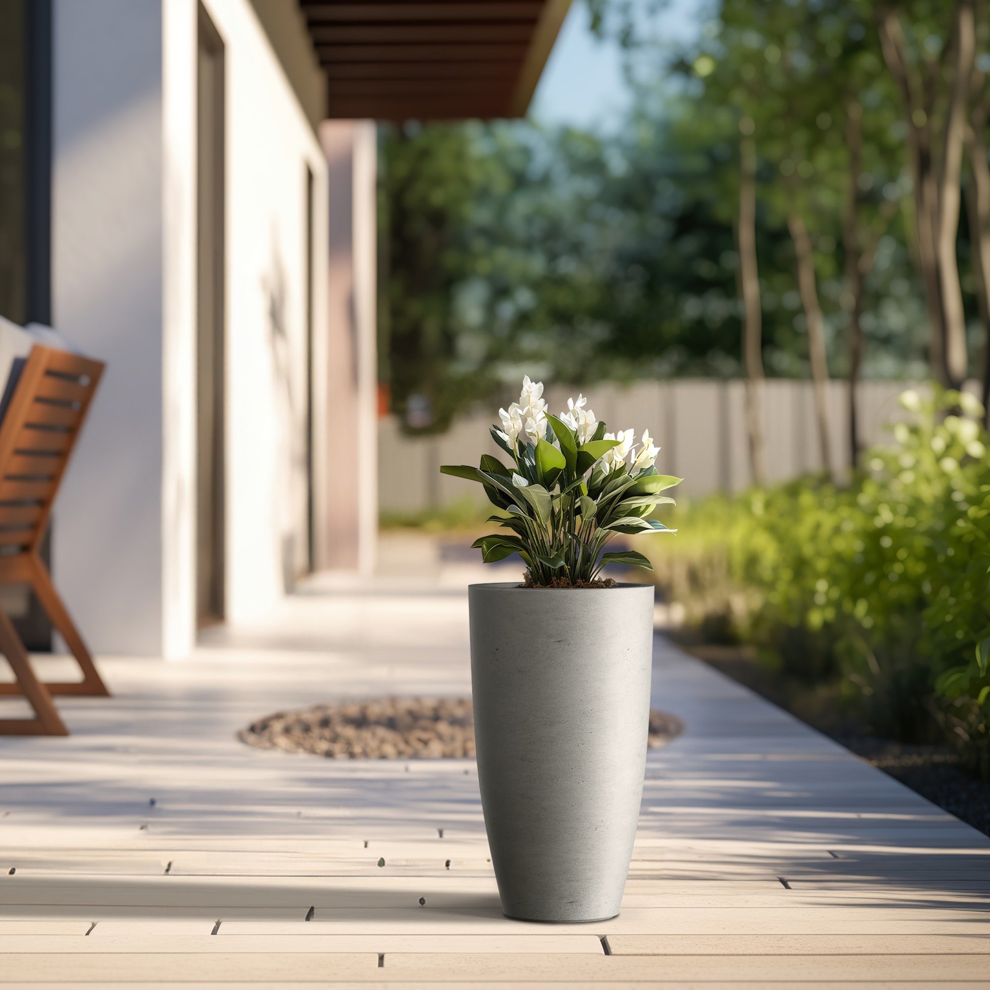 Tall Concrete Round Plant Pots / Large Indoor and Outdoor flower Planters