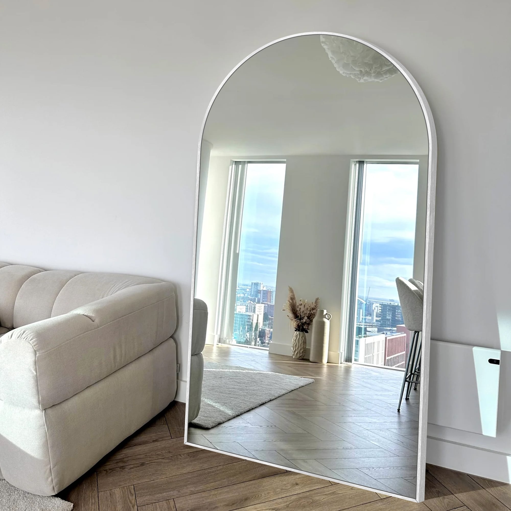 Modern Arched Full Length Aluminum Alloy Floor Mirror Standing Mirror