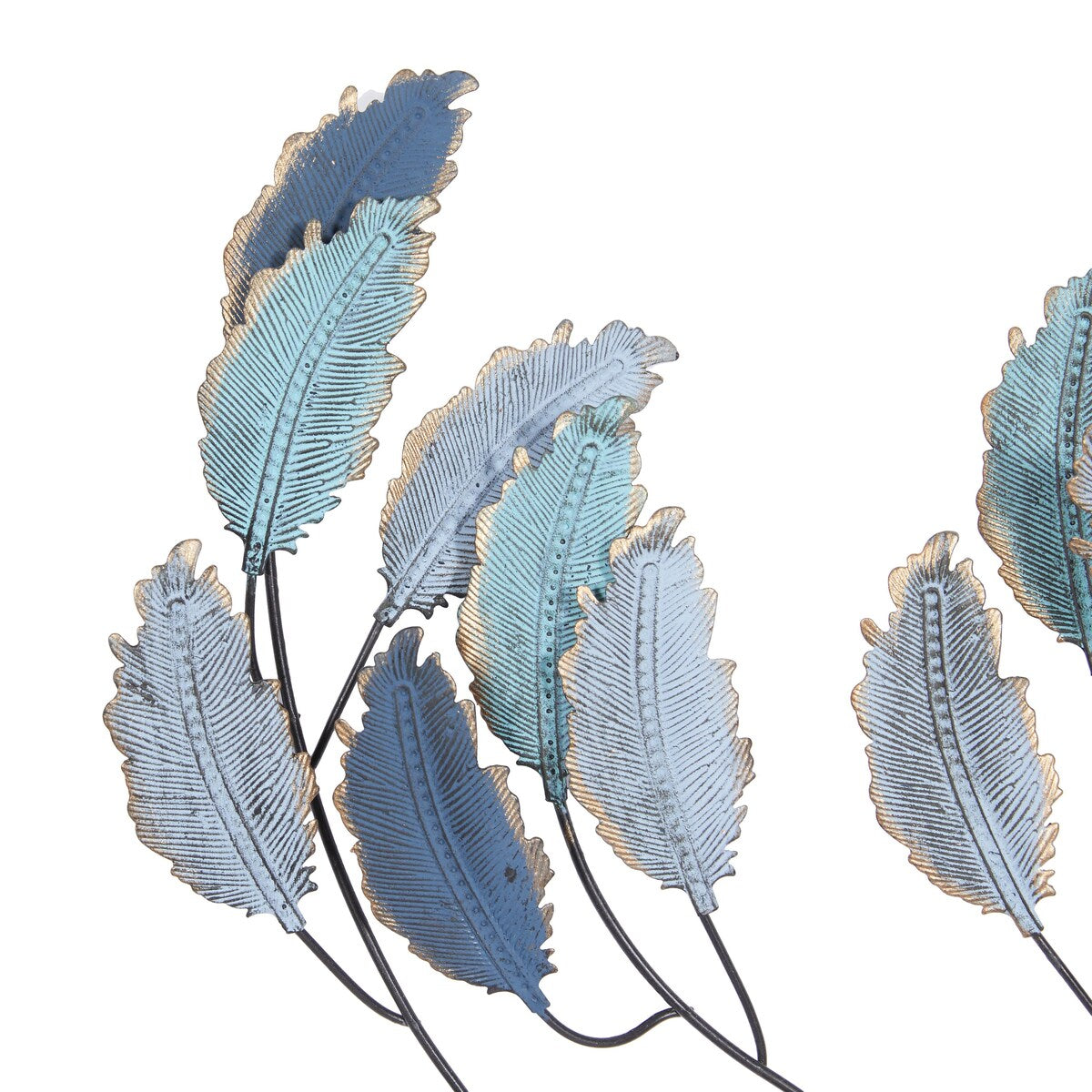 Metal Leaf Home Wall Decor with Gold Accents - Blue - Roche River Decor