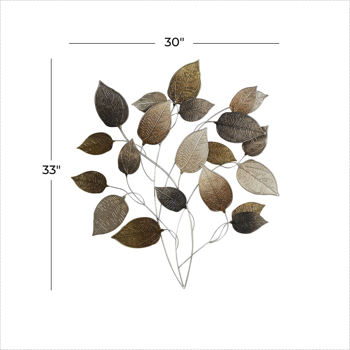 Metal Leaf Textured Home Wall Decor with Multiple Shades - Bronze - Roche River Decor