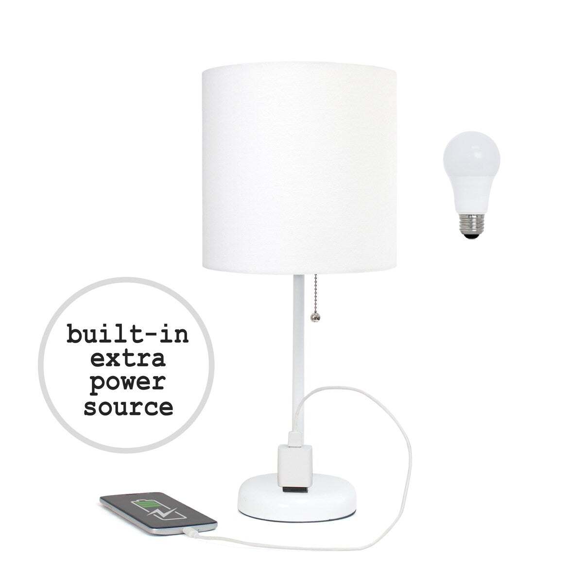 Simple Designs 9.5 Desk Lamp with Charging Outlet and LED Bulb Included - 19.50