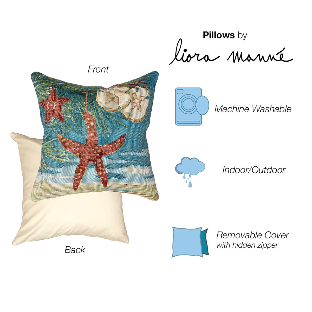 Liora Manne Marina Coastal Ornaments Indoor/Outdoor Pillow