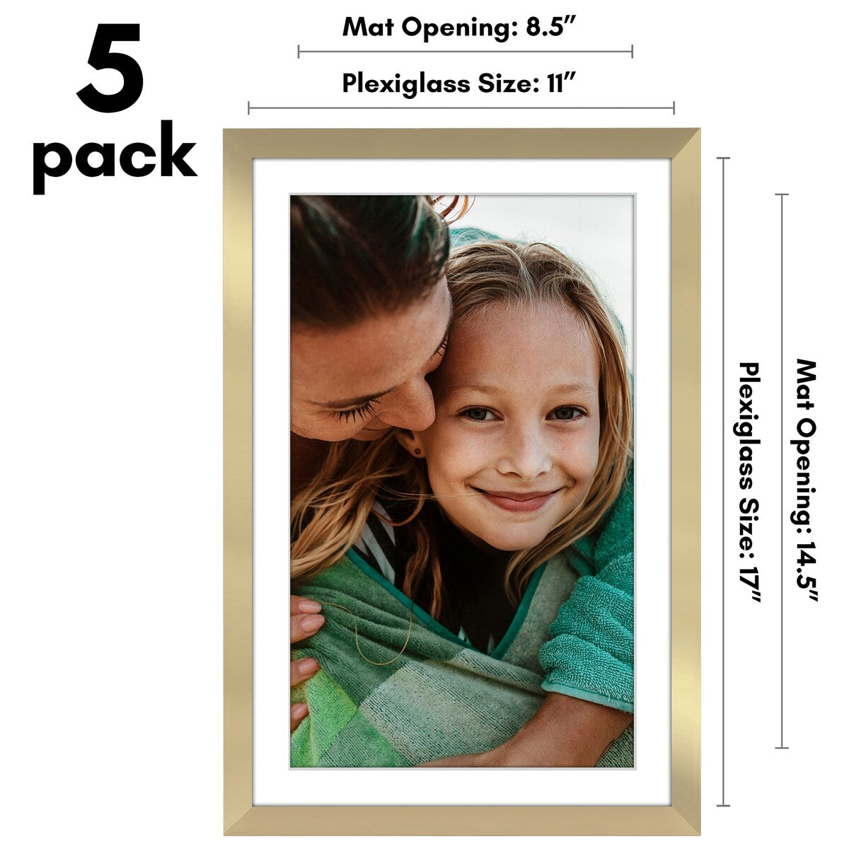 Americanflat 5 Pack of Picture Frames with Mat - Plexiglass Cover