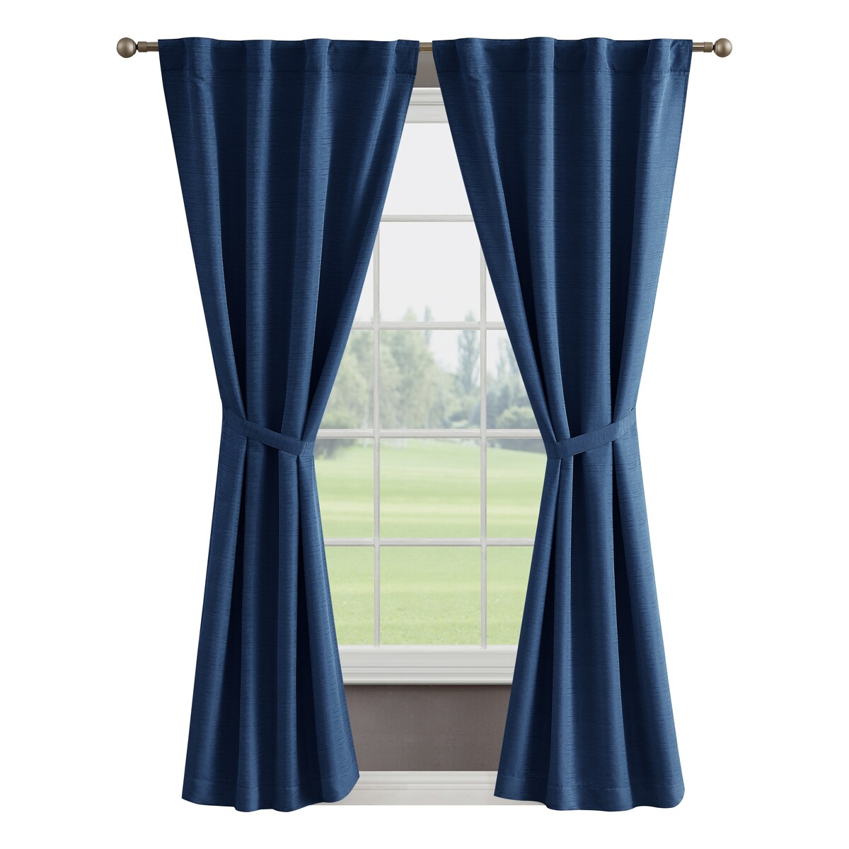 Creative Home Ideas Tobie Blackout Window Curtain, Room Darkening, Thermal Insulated, Back Tab. Set of 2 Panels with 2 Tiebacks