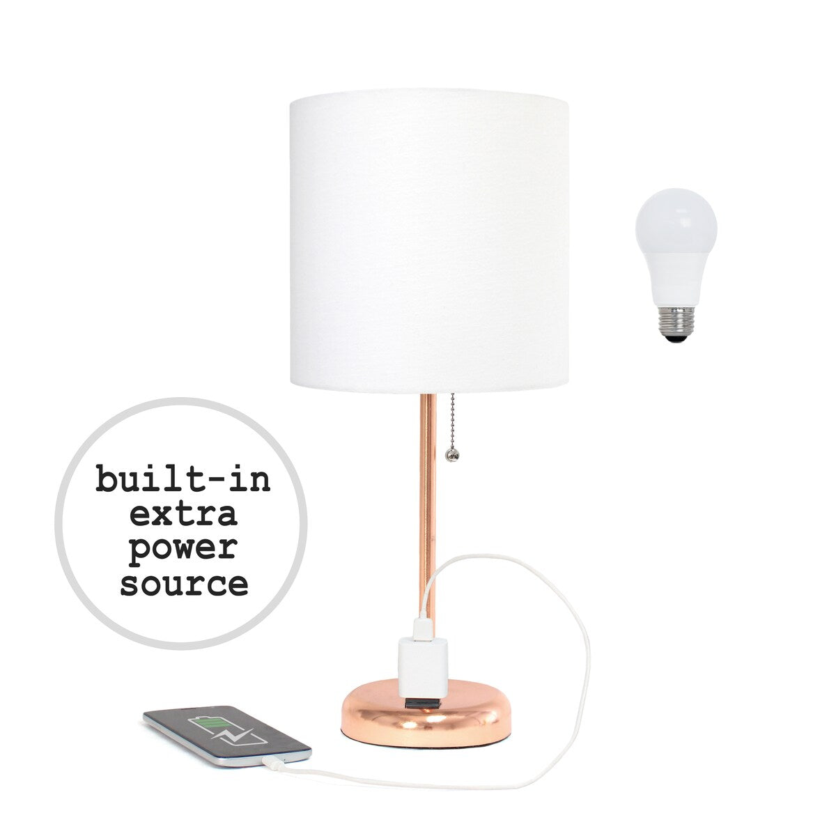 Simple Designs 9.5 Desk Lamp with Charging Outlet and LED Bulb Included - 19.50