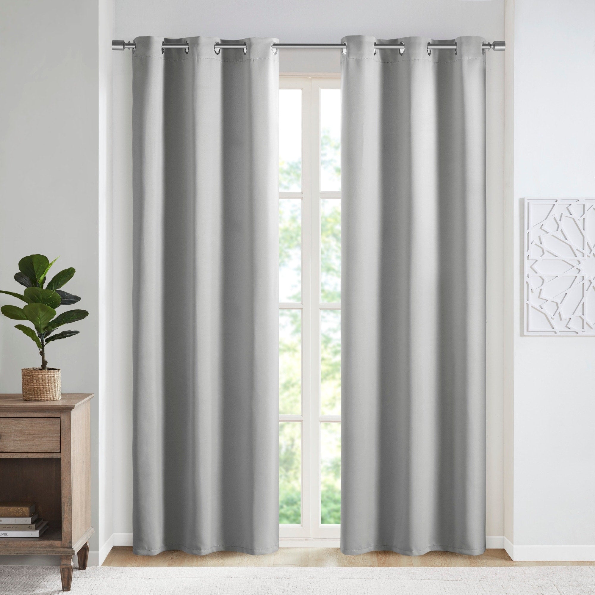 SunSmart Brent Solid Blackout Triple Weave Grommet Top Curtain Panel Pair