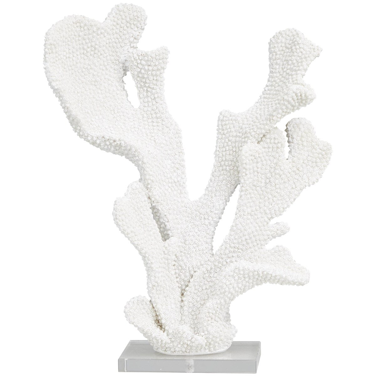 Polystone Coral Tall Textured Decorative Sculpture with Clear Acrylic Base - White - Roche River Decor