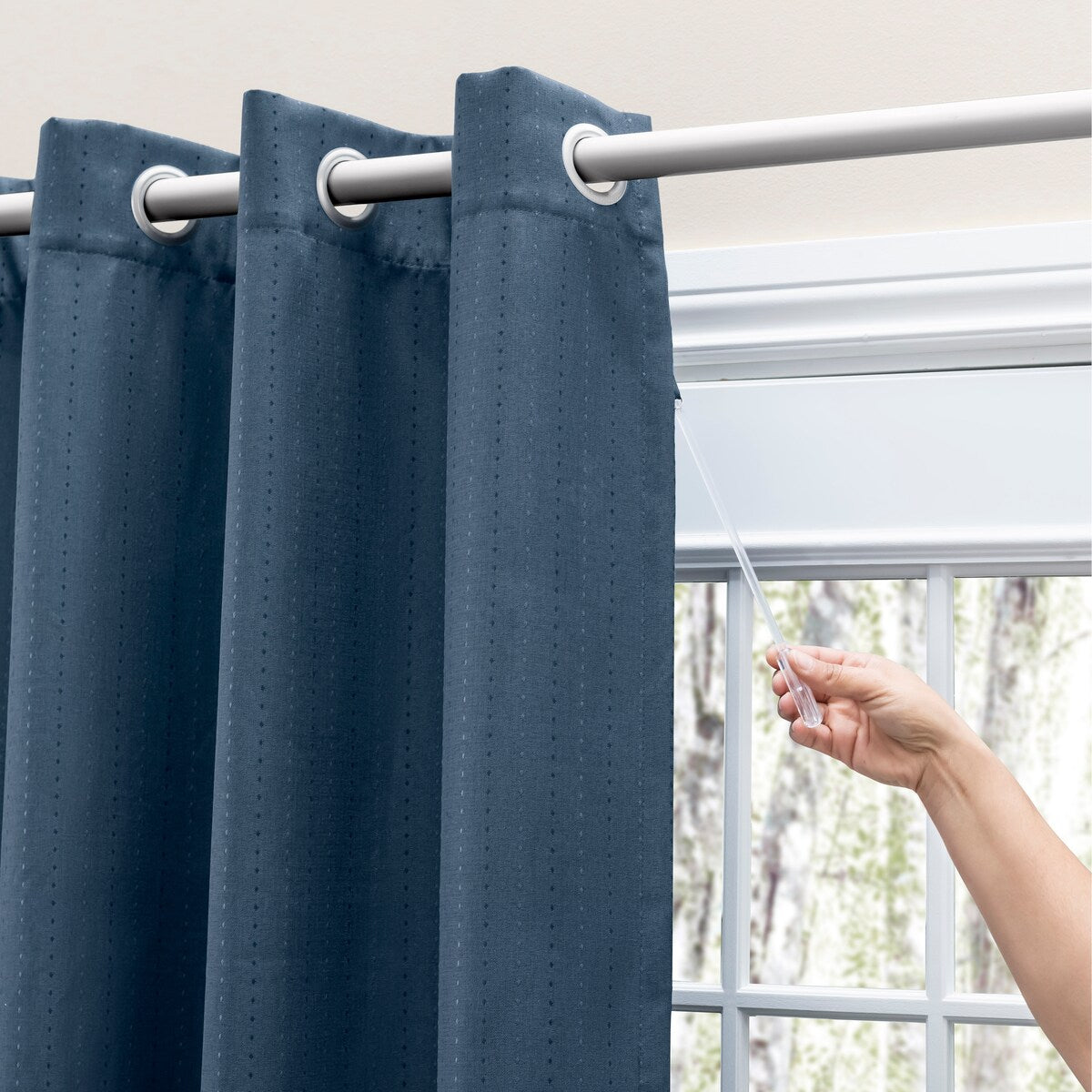 Grand Pointe 54 inch Length Grommet Short Blackout Curtain Panel with Attachable Wand